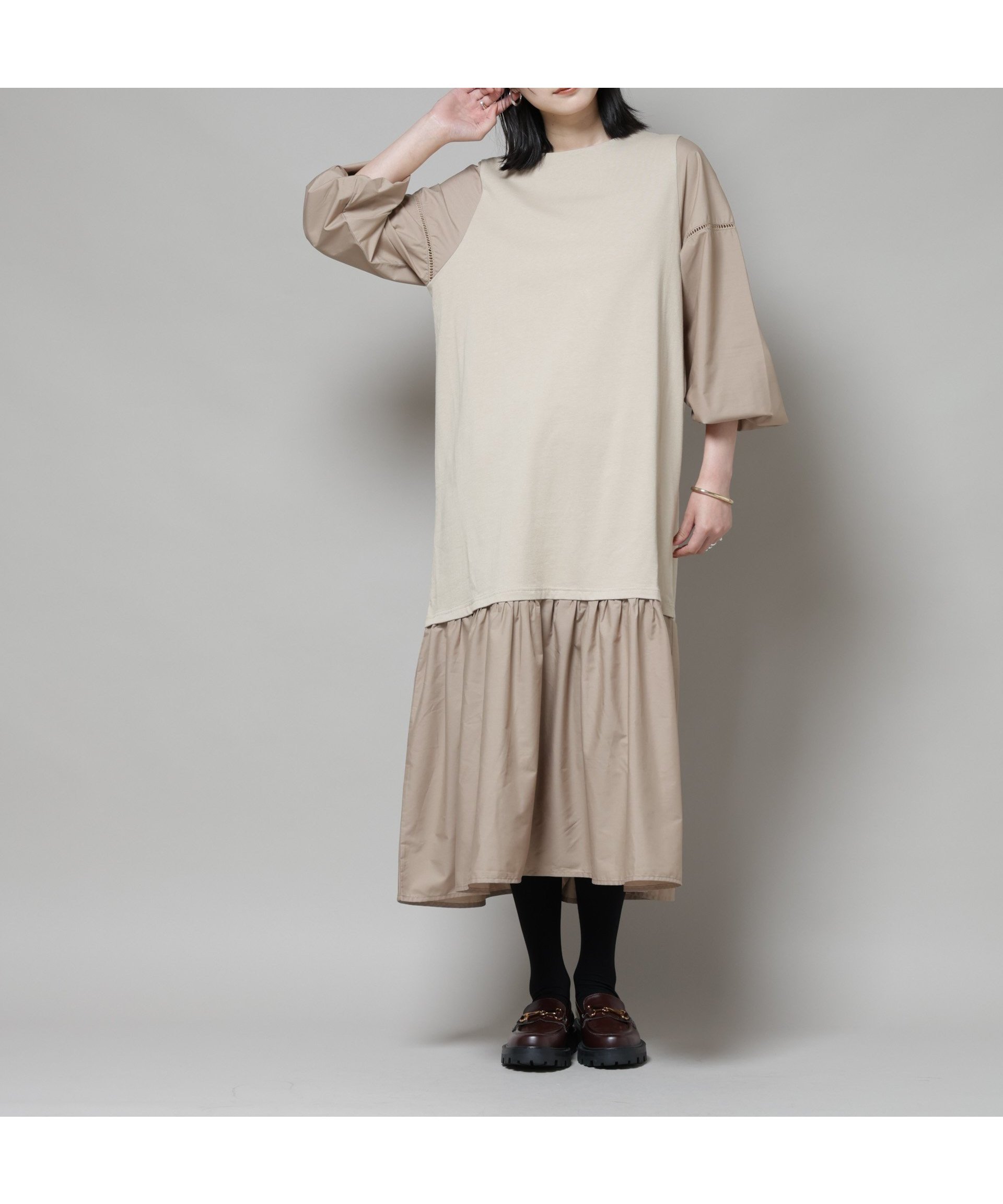 【ナノ ユニバース/nano universe】のハシゴレーススリーブ異素材コンビワンピース 人気、トレンドファッション・服の通販 founy(ファニー) 　ファッション　Fashion　レディースファッション　Fashion for Women　ワンピース　Dresses　コンビ　Combo, Combination Style　切替　Switching, Contrast Panel　ブロード　Broadcloth, Fine Cotton　メタル　Metal, Metal Parts　リラックス　Relax, Relaxed Fit　レース　Lace, Lace Fabric　ロング　Long, Long-Length　おすすめ　Recommended / Our Picks　エレガント 上品　Elegant　2025年　2025　2025-2026秋冬・A/W　Autumn/Winter 2025–26 AW25–26　 other-1|ID: prp329100004863997 ipo3291000000036184175