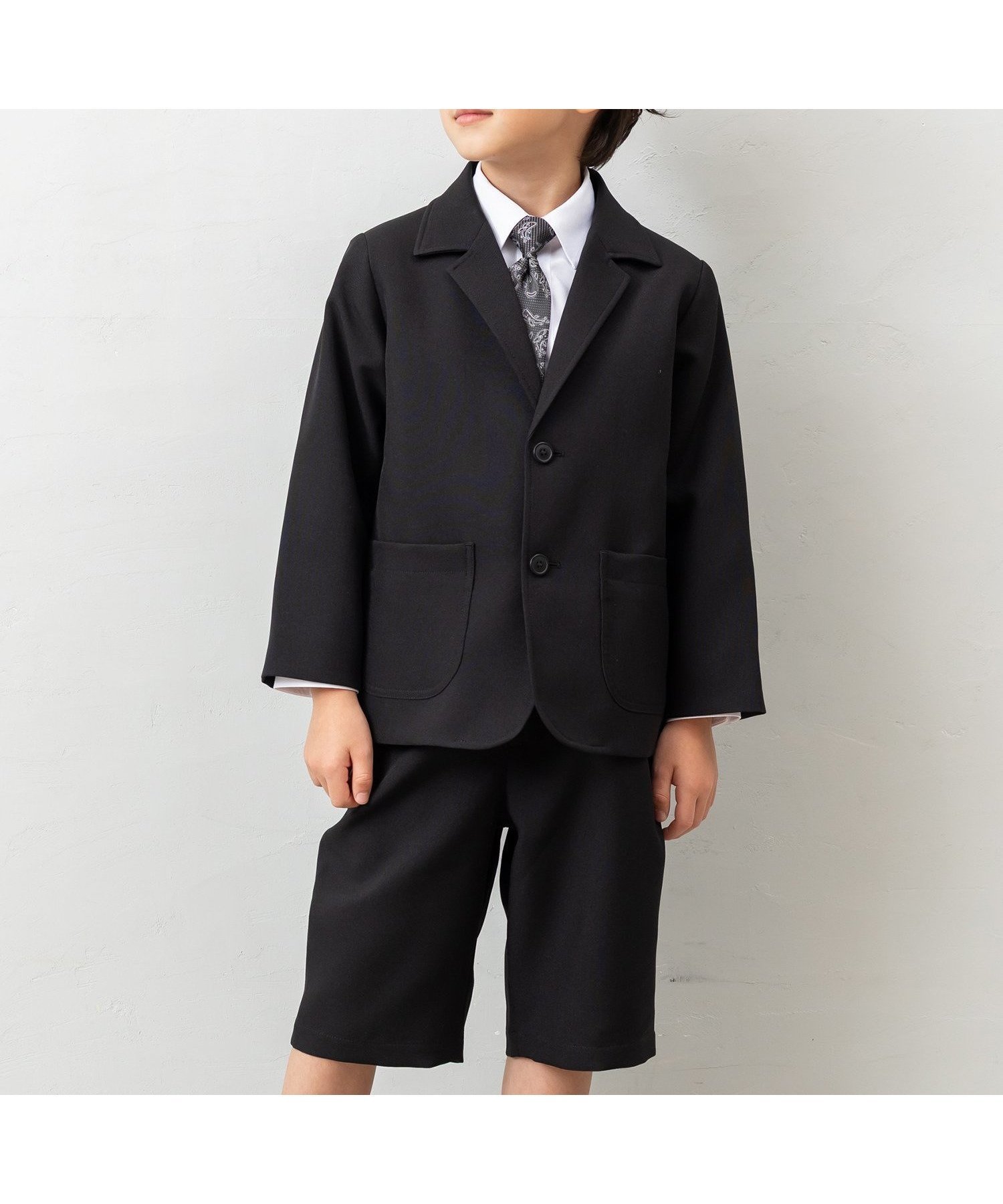 【パクシル/PAQXIL / KIDS】の【4点セットスーツ】ジャケット+ハーフパンツ+シャツ+ネクタイ インテリア・キッズ・メンズ・レディースファッション・服の通販 founy(ファニー) 　ファッション　Fashion　キッズファッション　Fashion for Kids　ボトムス　Bottoms　ジャケット　Jacket, Outerwear　スーツ　Suit, Formalwear　チェック　Check, Plaid, Tartan　ハーフ　Half, Half-Length　バランス　Balance, Style Balance　パッチ　Patch, Appliqué　フォーマル　Formal, Dressy　ポケット　Pocket, Pocket Detail　セレモニー　Ceremony　入学式　Entrance Ceremony　卒業式　Graduation Ceremony　ブラック|ID: prp329100004864597 ipo3291000000036204723