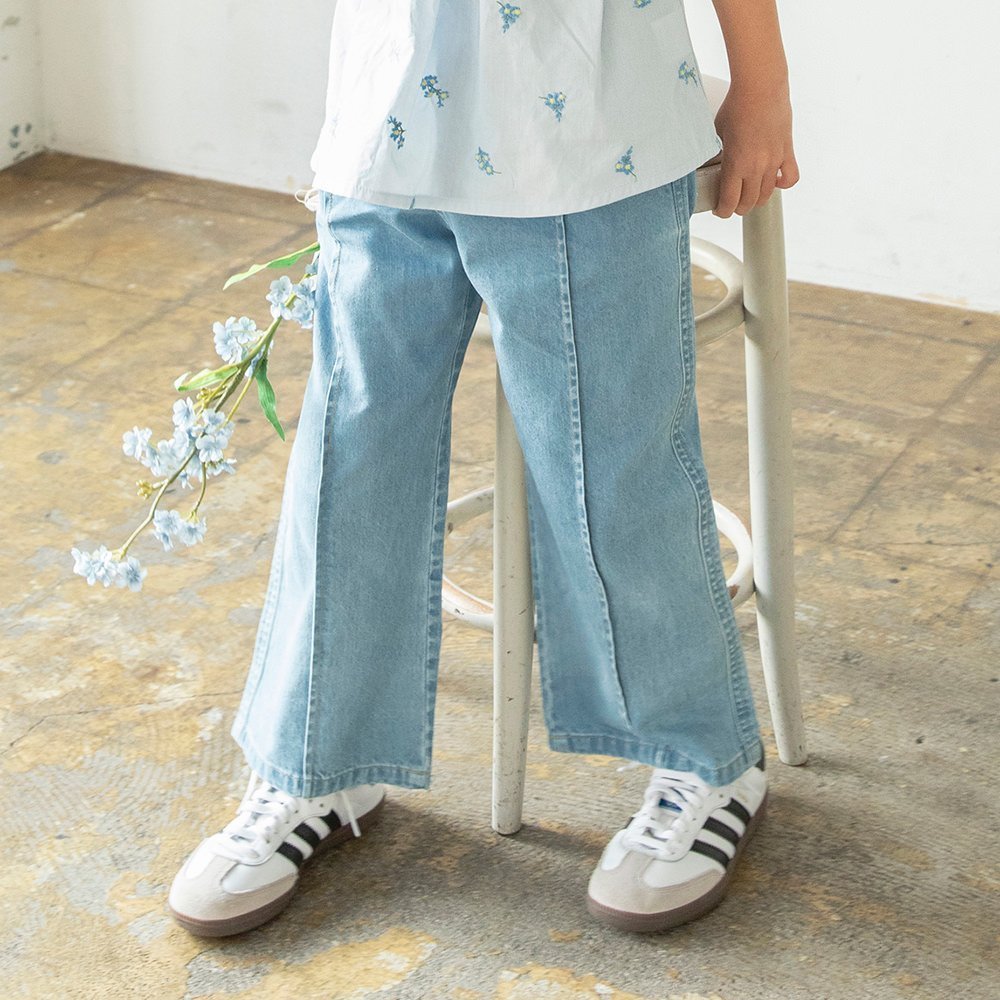 【ブランシェス/branshes / KIDS】のデニムワイドパンツ インテリア・キッズ・メンズ・レディースファッション・服の通販 founy(ファニー) 　ファッション　Fashion　キッズファッション　Fashion for Kids　ボトムス　Bottoms　デニム　Denim, Jeans Material　トレンド　Trend, Trending Now　トレーナー　Sweatshirt, Trainer　ポケット　Pocket, Pocket Detail　人気　Popular, Best Seller　サックス|ID: prp329100004864605 ipo3291000000036204878