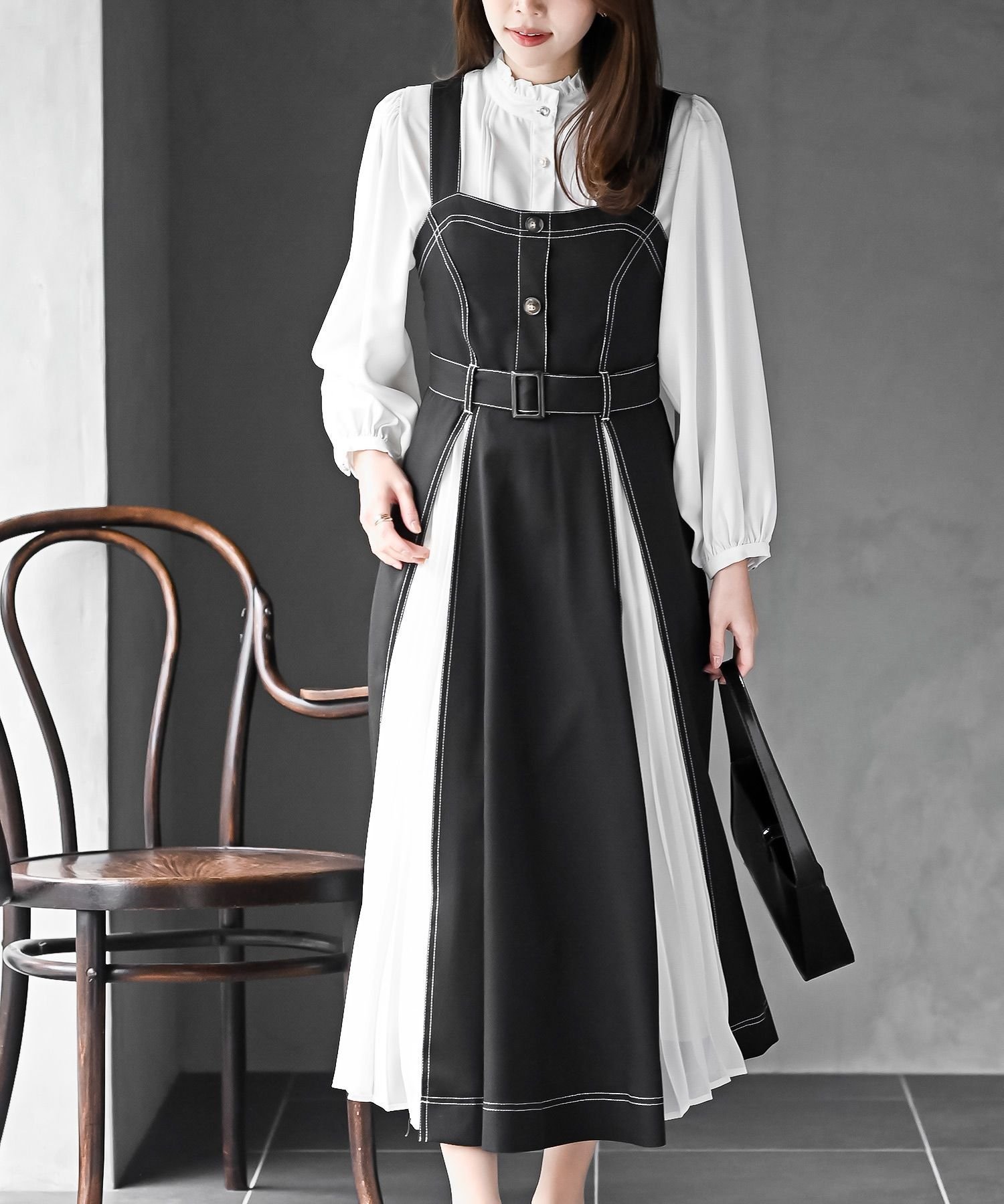 【アールピーエス/rps】のシフォンプリーツ切替ジャンスカ インテリア・キッズ・メンズ・レディースファッション・服の通販 founy(ファニー) 　ファッション　Fashion　レディースファッション　Fashion for Women　ガーリー　Girly, Feminine Style　コンパクト　Compact, Small Size　シフォン　Chiffon, Lightweight Fabric　フェイク　Faux, Fake　プリーツ　Pleats, Pleated　ループ　Loop, Loop Knit　切替　Switching, Contrast Panel　ブラック|ID: prp329100004864684 ipo3291000000036206569