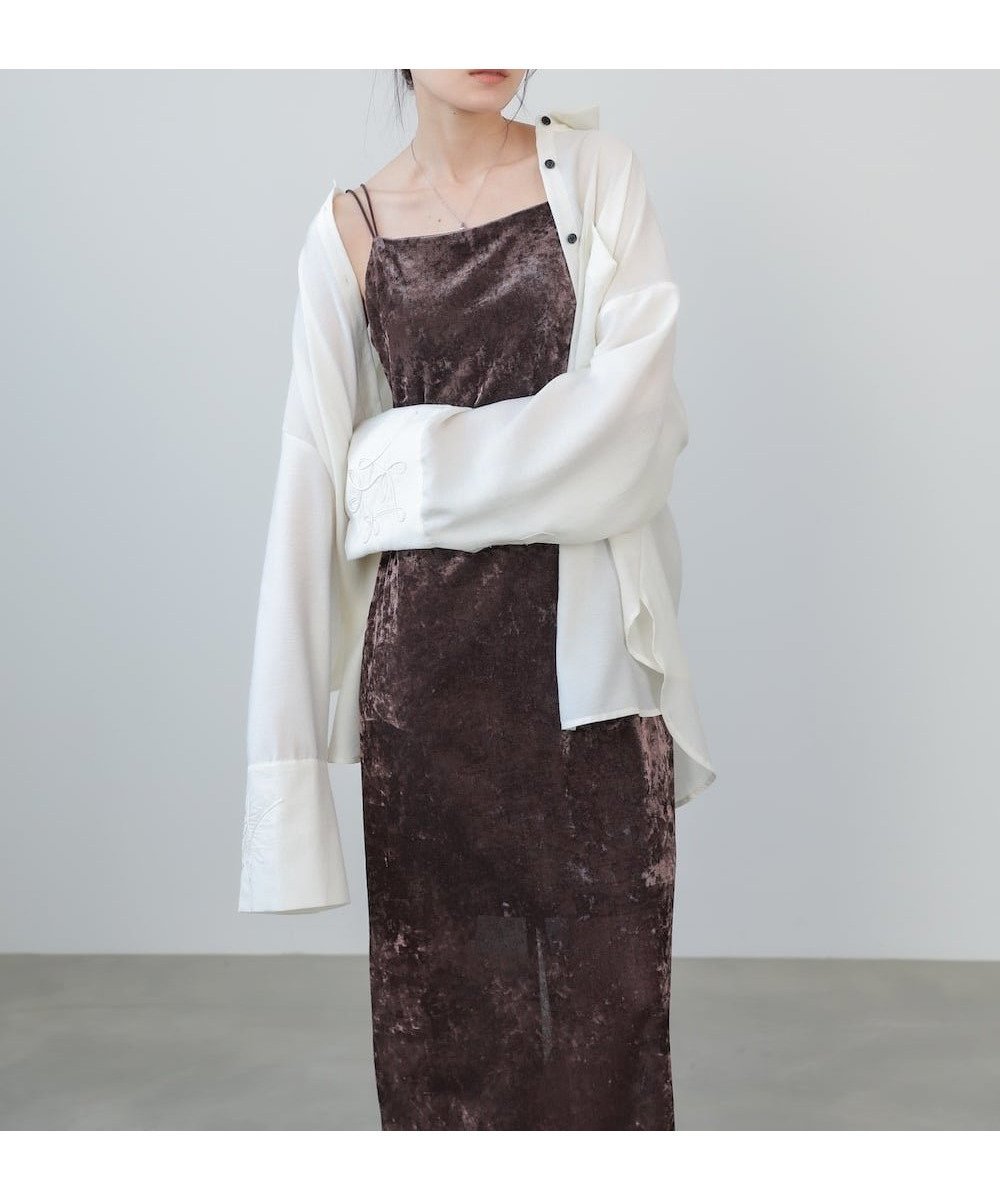 【バブ ブージュルード/Bab Bou Jeloud】の【低身長向けサイズあり】シアーベロアカップ付きキャミワンピース インテリア・キッズ・メンズ・レディースファッション・服の通販 founy(ファニー) 　ファッション　Fashion　レディースファッション　Fashion for Women　ワンピース　Dresses　キャミソールワンピース　Camisole Dresses　秋　Autumn　くるぶし　Ankle-Length　カーディガン　Cardigan, Knitwear　キャミワンピース　Cami Dress, Slip Dress　シアー　Sheer, See-Through　シンプル　Simple, Minimal　スマート　Smart, Elegant　スリット　Slit, Slit Detail　チェック　Check, Plaid, Tartan　ベロア　Velour, Soft Velvet　ベーシック　Basic, Essential　ロング　Long, Long-Length　A/W・秋冬　Autumn/Winter　再入荷　Restock / Back in Stock　おすすめ　Recommended / Our Picks　エレガント 上品　Elegant　二次会　After Party　BROWN|ID: prp329100004864698 ipo3291000000036206802