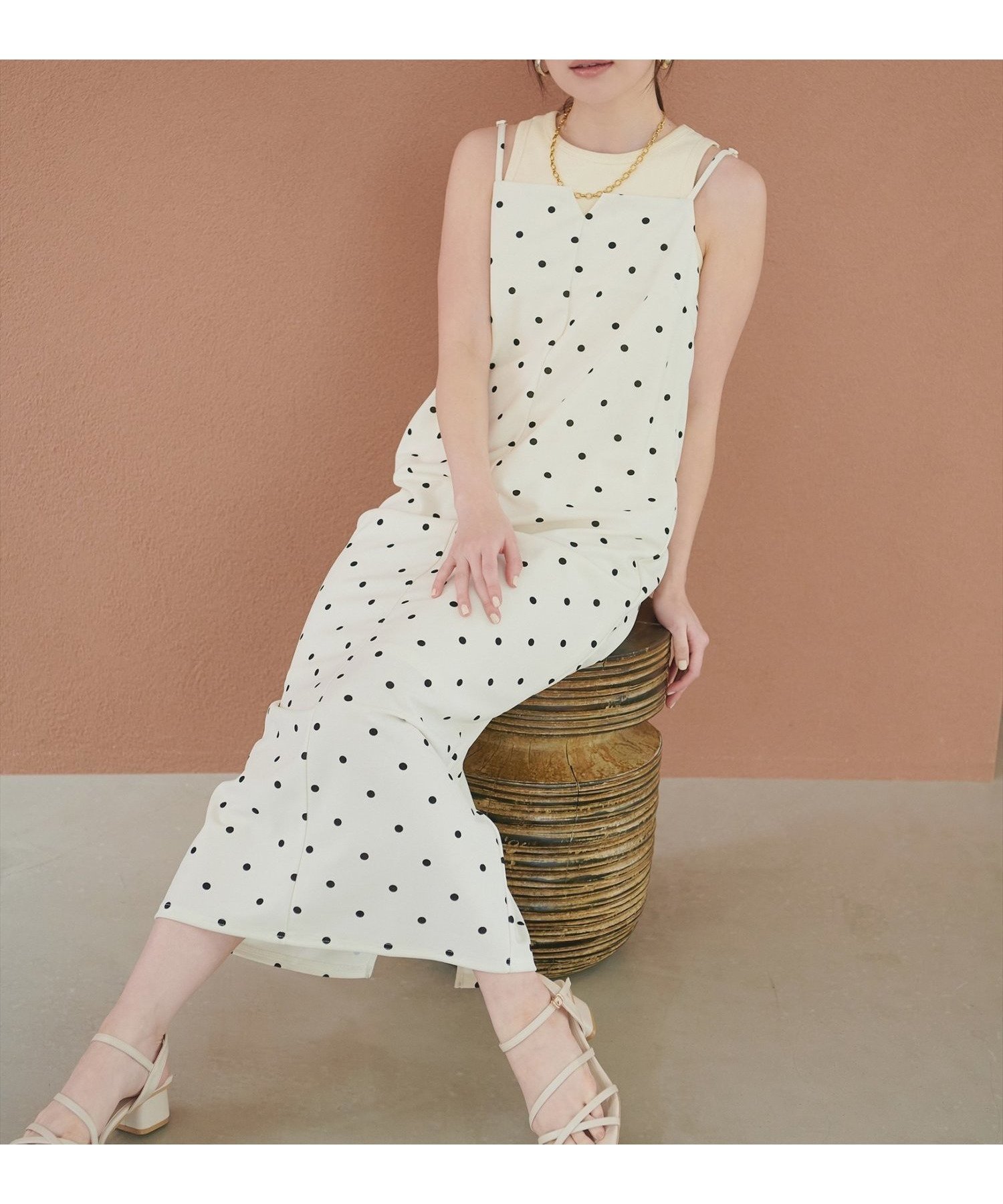 【ナチュラルクチュール/natural couture】のカットジョーゼットナローキャミワンピース インテリア・キッズ・メンズ・レディースファッション・服の通販 founy(ファニー) 　ファッション　Fashion　レディースファッション　Fashion for Women　ワンピース　Dresses　キャミソールワンピース　Camisole Dresses　インナー　Innerwear　エレガント 上品　Elegant　カットソー　Cut and Sewn Top　シンプル　Simple, Minimal　スニーカー　Sneakers, Trainers　デコルテ　Décolleté, Neckline　バランス　Balance, Style Balance　ポケット　Pocket, Pocket Detail　羽織　Haori, Light Jacket　リラックス　Relax, Relaxed Fit　レース　Lace, Lace Fabric　再入荷　Restock / Back in Stock　2026年　2026　ドット|ID: prp329100004864709 ipo3291000000036206963