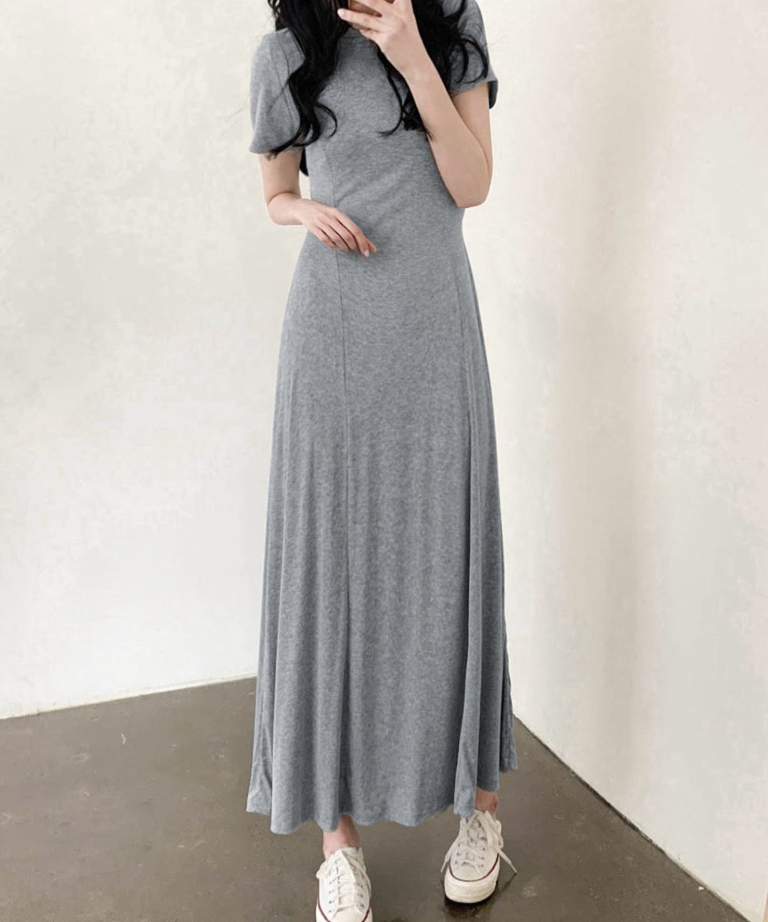 【その他のブランド/Other】のリラックスシンプルフレアロングワンピース インテリア・キッズ・メンズ・レディースファッション・服の通販 founy(ファニー) 　ファッション　Fashion　レディースファッション　Fashion for Women　ワンピース　Dresses　シンプル　Simple, Minimal　フレア　Flare, Flared　リラックス　Relax, Relaxed Fit　ロング　Long, Long-Length　ワーク　Workwear, Utility Style　再入荷　Restock / Back in Stock　エレガント 上品　Elegant　GRY|ID: prp329100004864802 ipo3291000000036207933