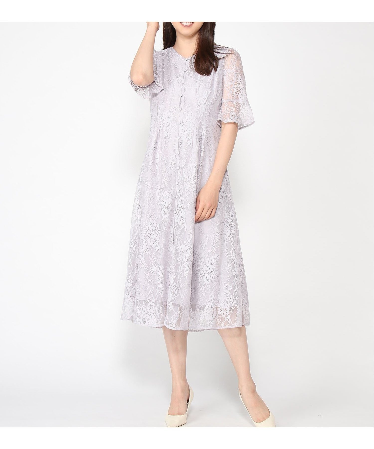 【ドレス/DRESS+】のdress+/ワンピース インテリア・キッズ・メンズ・レディースファッション・服の通販 founy(ファニー) 　ファッション　Fashion　レディースファッション　Fashion for Women　ワンピース　Dresses　フォーマル・パーティードレス・結婚式用ドレス　Elegant & Casual Dresses　フェミニン　Feminine, Girly　レース　Lace, Lace Fabric　エレガント 上品　Elegant　グレー|ID: prp329100004864808 ipo3291000000036208008