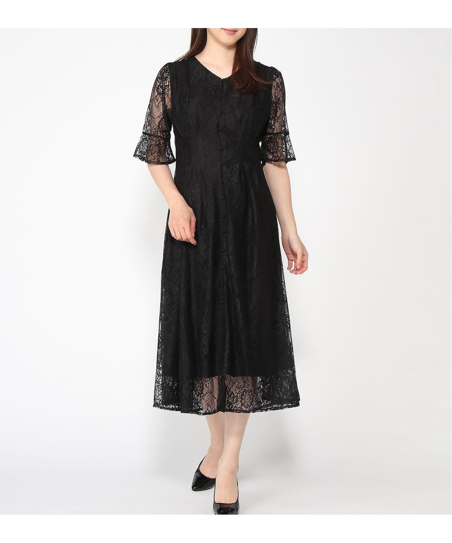 【ドレス/DRESS+】のdress+/ワンピース インテリア・キッズ・メンズ・レディースファッション・服の通販 founy(ファニー) 　ファッション　Fashion　レディースファッション　Fashion for Women　ワンピース　Dresses　フォーマル・パーティードレス・結婚式用ドレス　Elegant & Casual Dresses　フェミニン　Feminine, Girly　レース　Lace, Lace Fabric　エレガント 上品　Elegant　ブラック|ID: prp329100004864808 ipo3291000000036208013