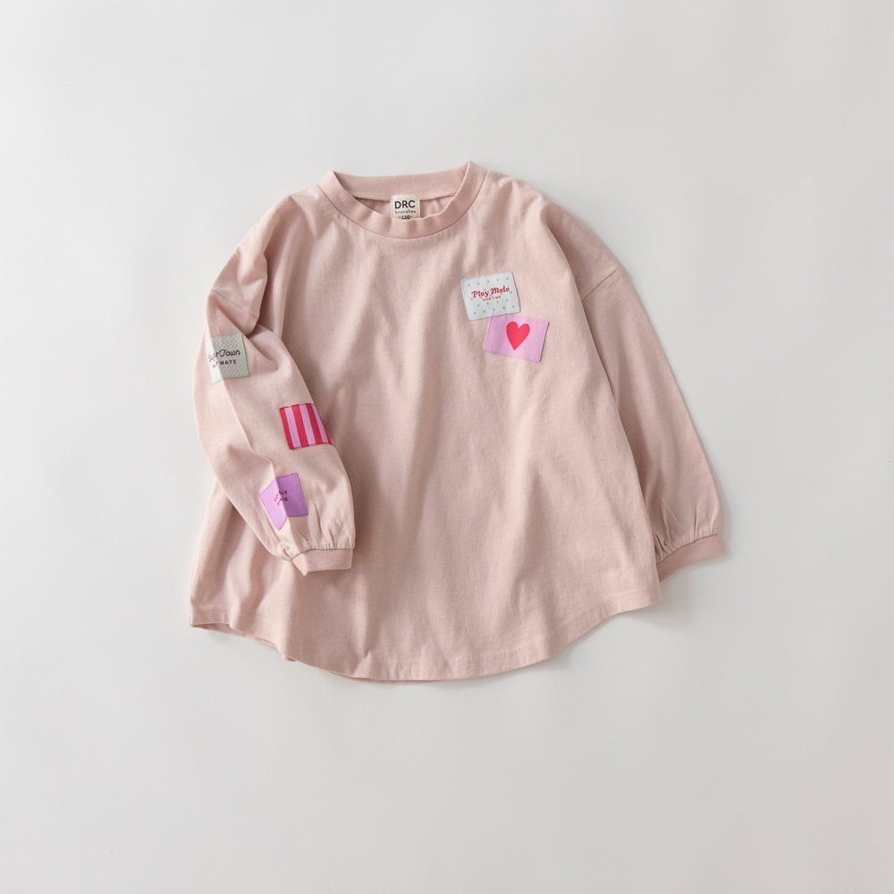【ブランシェス/branshes / KIDS】の【WEB限定/DRC】ワッペン長袖Tシャツ インテリア・キッズ・メンズ・レディースファッション・服の通販 founy(ファニー) 　ファッション　Fashion　キッズファッション　Fashion for Kids　吸水　Absorbent, Quick-Dry　長袖　Long Sleeve, Full Sleeve　ボーイズ　Boyish, Boy Style　ラウンド　Round, Round Neck　プチプライス・低価格　Affordable / Budget Price　おすすめ　Recommended / Our Picks　ピンク|ID: prp329100004864870 ipo3291000000036209284