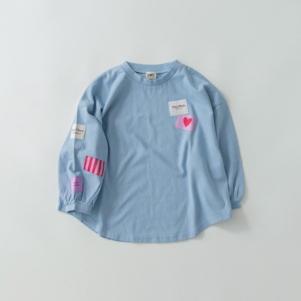 【ブランシェス/branshes / KIDS】の【WEB限定/DRC】ワッペン長袖Tシャツ インテリア・キッズ・メンズ・レディースファッション・服の通販 founy(ファニー) 　ファッション　Fashion　キッズファッション　Fashion for Kids　吸水　Absorbent, Quick-Dry　長袖　Long Sleeve, Full Sleeve　ボーイズ　Boyish, Boy Style　ラウンド　Round, Round Neck　プチプライス・低価格　Affordable / Budget Price　おすすめ　Recommended / Our Picks　ブルーグレー|ID: prp329100004864870 ipo3291000000036209285