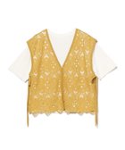 【ビームス ハート/BEAMS HEART】のレースベスト セット 半袖 プルオーバー (セットアイテム) 人気、トレンドファッション・服の通販 founy(ファニー) ファッション Fashion レディースファッション Fashion for Women トップス・カットソー Cut & Sew Tops ベスト&ジレ / 重ね着スタイル Vests & Gilets カジュアルプルオーバー・ニットトップス Pullovers & Knit Tops / Casual Pullovers インナー Innerwear シンプル Simple, Minimal スカラップ Scallop, Scalloped Edge 透かし Cut-Out, Lacework ベスト Vest, Waistcoat 半袖 Short Sleeve, Half Sleeve リボン Ribbon, Bow レース Lace, Lace Fabric おすすめ Recommended / Our Picks thumbnail YELLOW×OFF WHITE|ID: prp329100004864893 ipo3291000000036209775