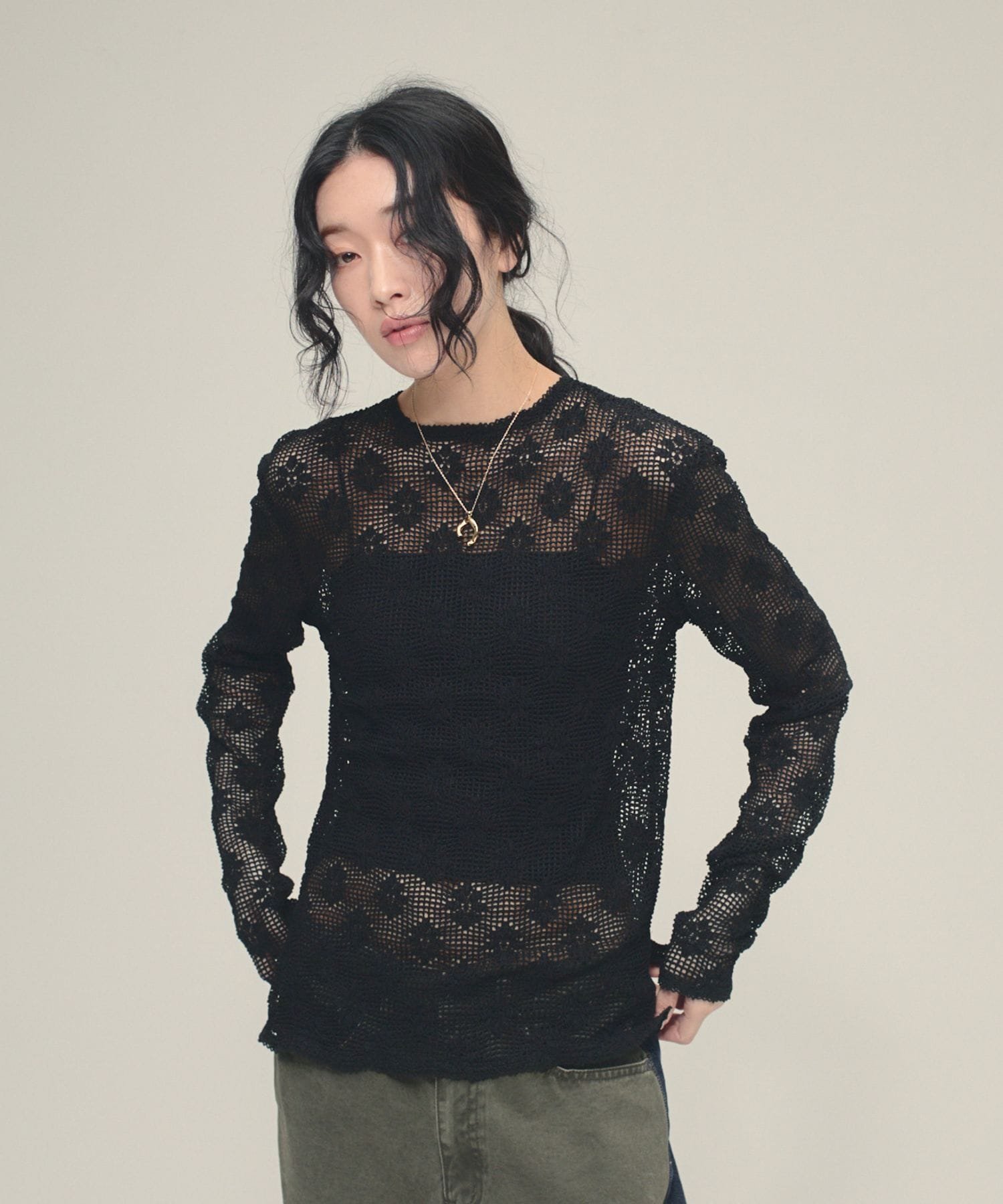 【ジーナシス/JEANASiS】のMesh Lace Pullover インテリア・キッズ・メンズ・レディースファッション・服の通販 founy(ファニー) 　ファッション　Fashion　レディースファッション　Fashion for Women　トップス・カットソー　Cut & Sew Tops　カジュアルプルオーバー・ニットトップス　Pullovers & Knit Tops / Casual Pullovers　おすすめ　Recommended / Our Picks　インナー　Innerwear　カットソー　Cut and Sewn Top　コンパクト　Compact, Small Size　スウェット / スエット　Sweatshirt, Sweatwear　デニム　Denim, Jeans Material　フィット　Fit, Slim Fit　ボトム　Bottoms, Lower Wear　メッシュ　Mesh, Net Fabric　レース　Lace, Lace Fabric　ロンパース　Romper, Jumpsuit　エレガント 上品　Elegant　ブラック|ID: prp329100004864902 ipo3291000000036209984