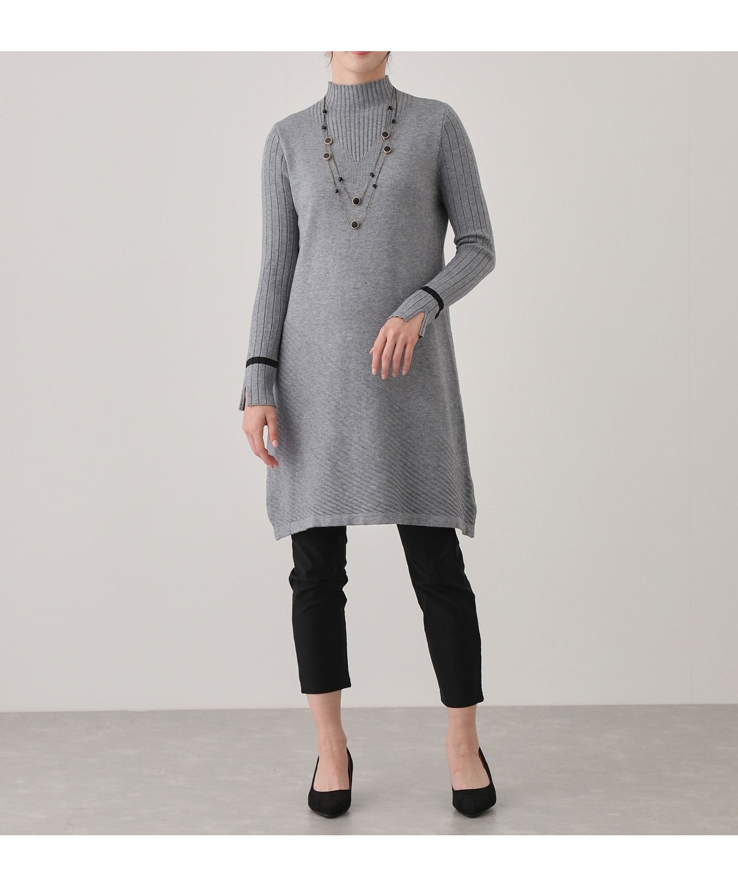 【ジャイロ/JAYRO】の袖口ワンポイントニットワンピ-ス インテリア・キッズ・メンズ・レディースファッション・服の通販 founy(ファニー) 　ファッション　Fashion　レディースファッション　Fashion for Women　ワンピース　Dresses　ニットワンピース　Knit Dresses　おすすめ　Recommended / Our Picks　アシンメトリー　Asymmetrical Style　ジャケット　Jacket, Outerwear　チュニック　Tunic, Long Top　ブルゾン　Blouson, Bomber Jacket　ボトム　Bottoms, Lower Wear　ポケット　Pocket, Pocket Detail　冬　Winter / This Winter　A/W・秋冬　Autumn/Winter　グレー(07)|ID: prp329100004864905 ipo3291000000036210029