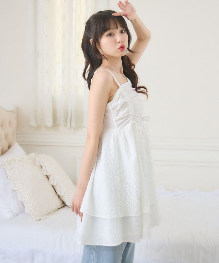 【レトロガール/RETRO GIRL】のダブルフリルミニOP インテリア・キッズ・メンズ・レディースファッション・服の通販 founy(ファニー) https://founy.com/ ファッション Fashion レディースファッション Fashion for Women ワンピース Dresses インナー Innerwear キャミワンピース Cami Dress, Slip Dress シャーリング Shirring, Ruched ダブル Double, Double-Breasted デニム Denim, Jeans Material フリル Frill, Ruffle ボトム Bottoms, Lower Wear 夏 Summer |ID: prp329100004865268 ipo3291000000036212647