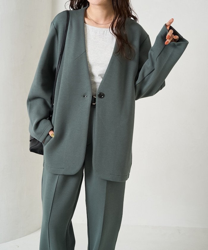 【フリークスストア/FREAK'S STORE】のダンボール シングル ジャケット セットアップ(ジャケット・パンツ)【限定展開】 25AW インテリア・キッズ・メンズ・レディースファッション・服の通販 founy(ファニー) 　ファッション　Fashion　レディースファッション　Fashion for Women　アウター　Coat / Outerwear Collection　レディースジャケット・軽アウター　Jackets　セットアップ　Matching Sets　レディースパンツ・ボトムス　Pants & Trousers / Bottoms　2025年　2025　2025-2026秋冬・A/W　Autumn/Winter 2025–26 AW25–26　冬　Winter / This Winter　シンプル　Simple, Minimal　ジャケット　Jacket, Outerwear　ストレート　Straight, Straight Cut　スラックス　Slacks, Dress Pants　セットアップ　Set-Up, Coordinated Outfit　ビッグ　Big, Oversized　リラックス　Relax, Relaxed Fit　ワイド　Wide, Wide Fit　楽ちん　Easy Fit, Comfortable　A/W・秋冬　Autumn/Winter　グリーン|ID: prp329100004865331 ipo3291000000036213196