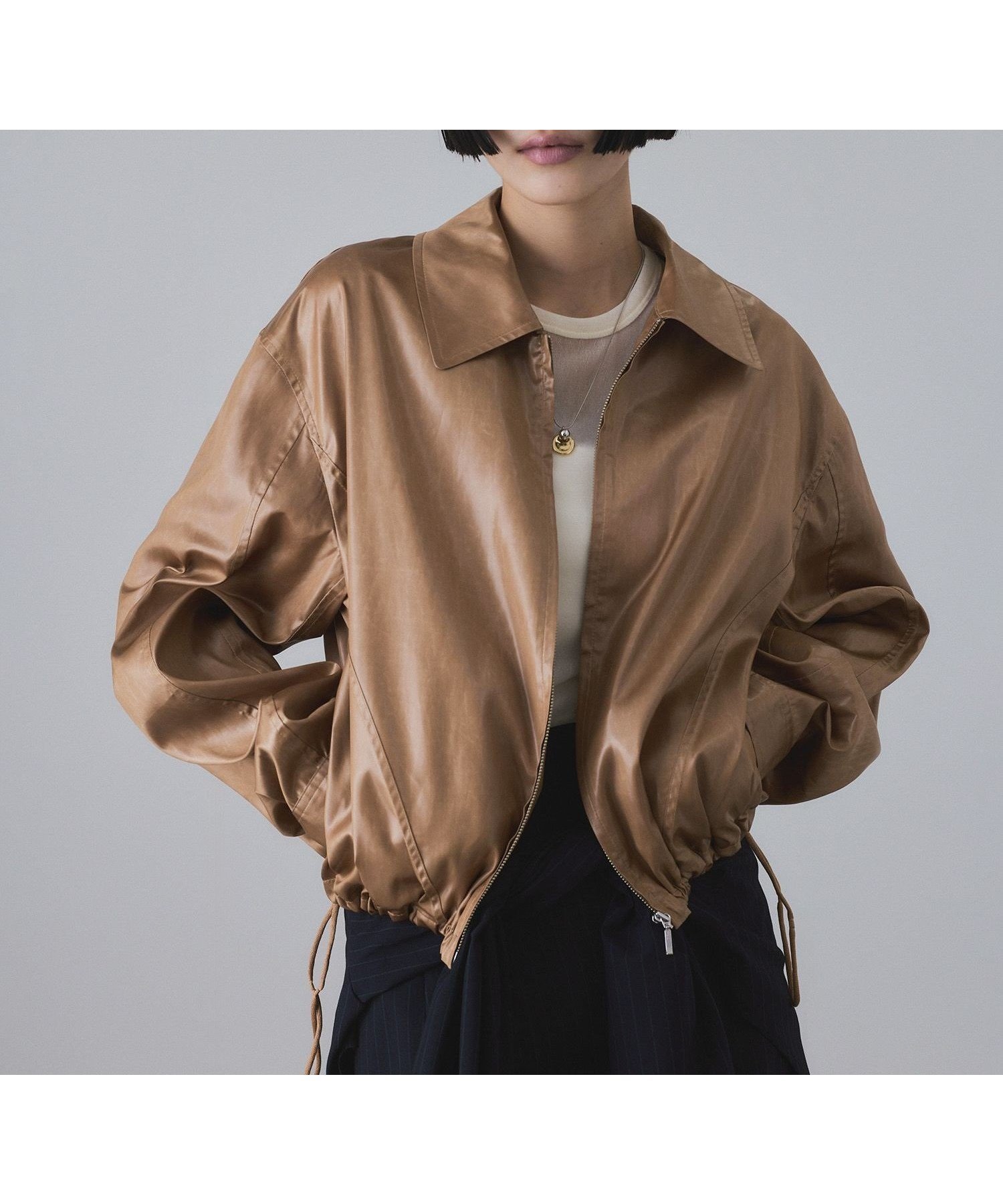 【アダム エ ロペ/ADAM ET ROPE'】のレザーライクサテンブルゾン 人気、トレンドファッション・服の通販 founy(ファニー) 　ファッション　Fashion　レディースファッション　Fashion for Women　アウター　Coat / Outerwear Collection　ブルゾンジャケット・スポーティアウター　Blouson Jackets　インナー　Innerwear　ヴィンテージ　Vintage Style　ギャザー　Gathered, Ruffled　サテン　Satin, Glossy Fabric　スラックス　Slacks, Dress Pants　デニム　Denim, Jeans Material　フェミニン　Feminine, Girly　フォルム　Silhouette, Form　フロント　Front, Front Design　ブルゾン　Blouson, Bomber Jacket　ボトム　Bottoms, Lower Wear　ポケット　Pocket, Pocket Detail　A/W・秋冬　Autumn/Winter　おすすめ　Recommended / Our Picks　エレガント 上品　Elegant　2026年　2026　 other-1|ID: prp329100004865335 ipo3291000000036213215