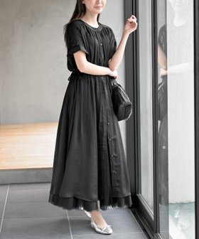 【アールピーエス/rps】のウ ゙ィンテージサテンバンドカラーワンピース 人気、トレンドファッション・服の通販 founy(ファニー) ファッション Fashion レディースファッション Fashion for Women ワンピース Dresses ギャザー Gathered, Ruffled ポケット Pocket, Pocket Detail エレガント 上品 Elegant |ID:prp329100004865355