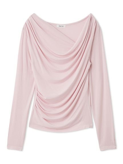 【フレイ アイディー/FRAY I.D】の2wayデコルテタックドレープトップス インテリア・キッズ・メンズ・レディースファッション・服の通販 founy(ファニー) 　ファッション　Fashion　レディースファッション　Fashion for Women　トップス・カットソー　Cut & Sew Tops　アシンメトリー　Asymmetrical Style　カットソー　Cut and Sewn Top　シンプル　Simple, Minimal　スマート　Smart, Elegant　デニム　Denim, Jeans Material　ドレープ　Drape, Draping Fabric　バランス　Balance, Style Balance　フィット　Fit, Slim Fit　ベーシック　Basic, Essential　ボトム　Bottoms, Lower Wear　PNK[066]|ID: prp329100004865389 ipo3291000000036213637