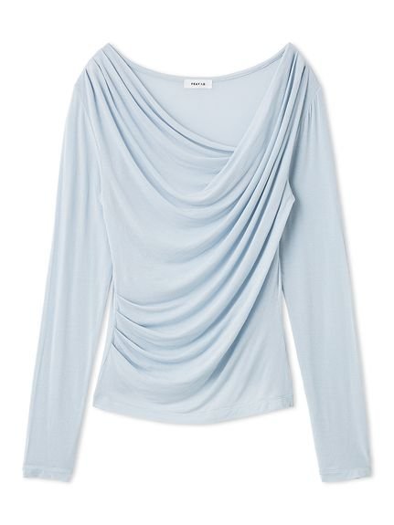 【フレイ アイディー/FRAY I.D】の2wayデコルテタックドレープトップス インテリア・キッズ・メンズ・レディースファッション・服の通販 founy(ファニー) 　ファッション　Fashion　レディースファッション　Fashion for Women　トップス・カットソー　Cut & Sew Tops　アシンメトリー　Asymmetrical Style　カットソー　Cut and Sewn Top　シンプル　Simple, Minimal　スマート　Smart, Elegant　デニム　Denim, Jeans Material　ドレープ　Drape, Draping Fabric　バランス　Balance, Style Balance　フィット　Fit, Slim Fit　ベーシック　Basic, Essential　ボトム　Bottoms, Lower Wear　LBLU[081]|ID: prp329100004865389 ipo3291000000036213640