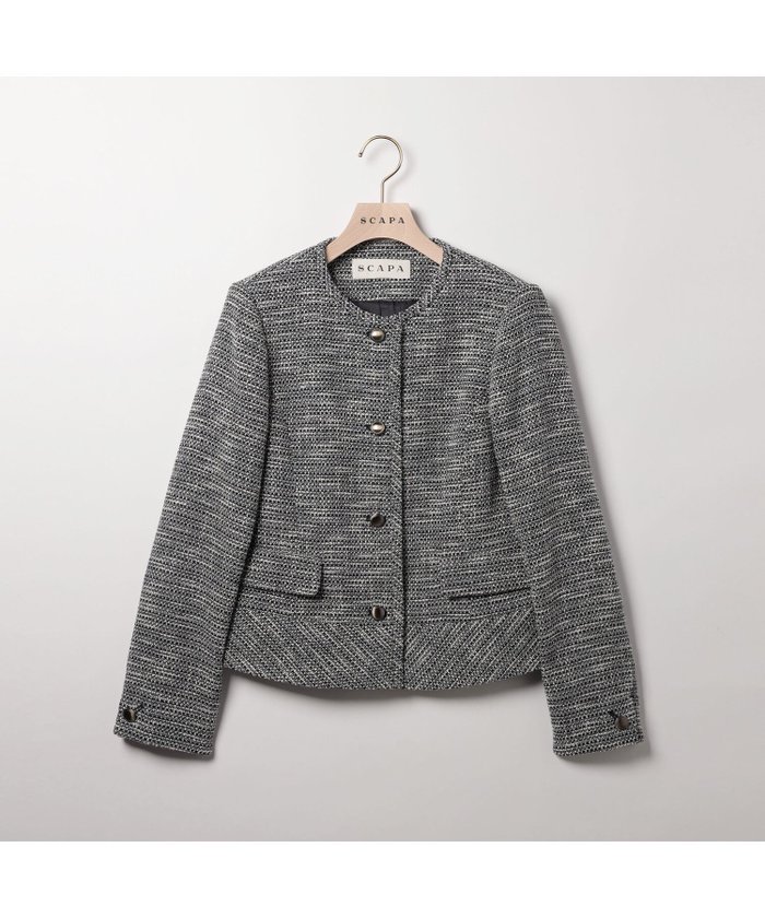 【スキャパ/SCAPA】のミックスツィードジャケット インテリア・キッズ・メンズ・レディースファッション・服の通販 founy(ファニー) https://founy.com/ ファッション Fashion レディースファッション Fashion for Women アウター Coat / Outerwear Collection レディースジャケット・軽アウター Jackets クラシカル Classical, Vintage-Inspired ジャケット Jacket, Outerwear ツイード Twill, Twill Weave ミックス Mix, Mixed Style メタリック Metallic, Shiny Finish |ID: prp329100004865398 ipo3291000000036213680