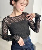 【モーメントプラス/moment+ / MEN】のクルーネック袖ギャザー長袖ストレッチレーストップス ブラック|ID: prp329100004865414 ipo3291000000036213752