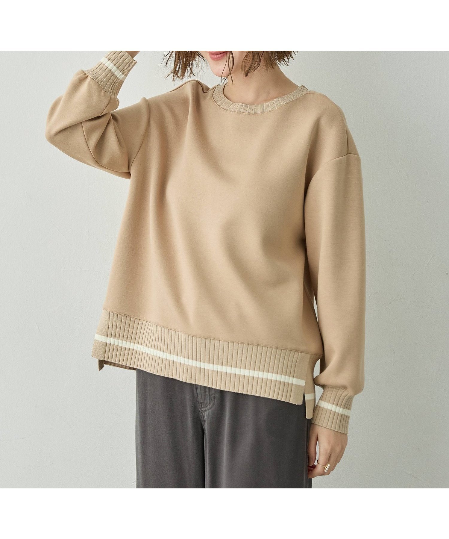 【プチ オンフルール/Petit Honfleur】のリブニットドッキングプルオーバー 人気、トレンドファッション・服の通販 founy(ファニー) 　ファッション　Fashion　レディースファッション　Fashion for Women　トップス・カットソー　Cut & Sew Tops　ニット　Knit Tops & Sweaters　カジュアルプルオーバー・ニットトップス　Pullovers & Knit Tops / Casual Pullovers　シンプル　Simple, Minimal　リラックス　Relax, Relaxed Fit　 other-1|ID: prp329100004865417 ipo3291000000036213762