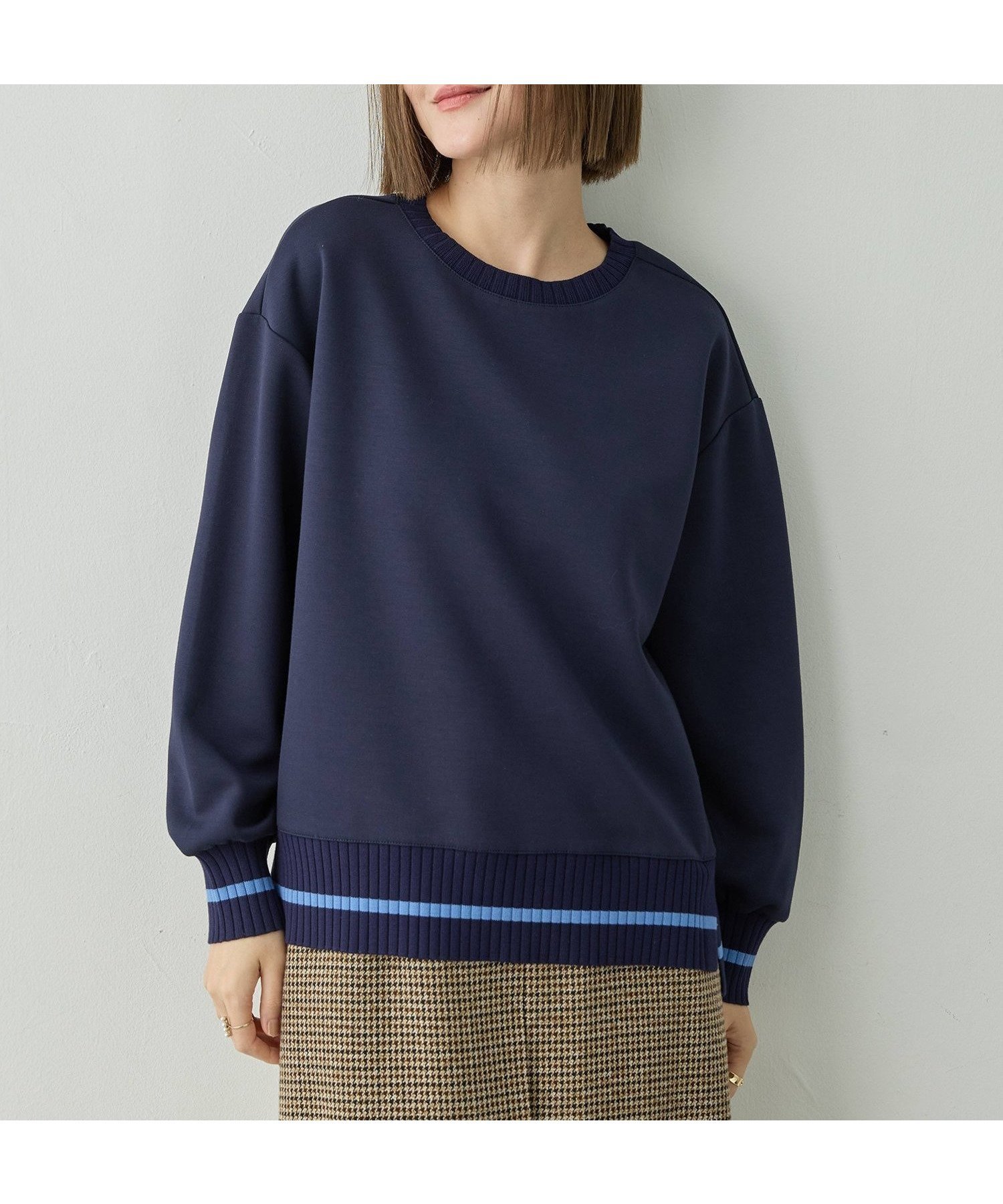 【プチ オンフルール/Petit Honfleur】のリブニットドッキングプルオーバー インテリア・キッズ・メンズ・レディースファッション・服の通販 founy(ファニー) 　ファッション　Fashion　レディースファッション　Fashion for Women　トップス・カットソー　Cut & Sew Tops　ニット　Knit Tops & Sweaters　カジュアルプルオーバー・ニットトップス　Pullovers & Knit Tops / Casual Pullovers　シンプル　Simple, Minimal　リラックス　Relax, Relaxed Fit　ネイビー|ID: prp329100004865417 ipo3291000000036213766