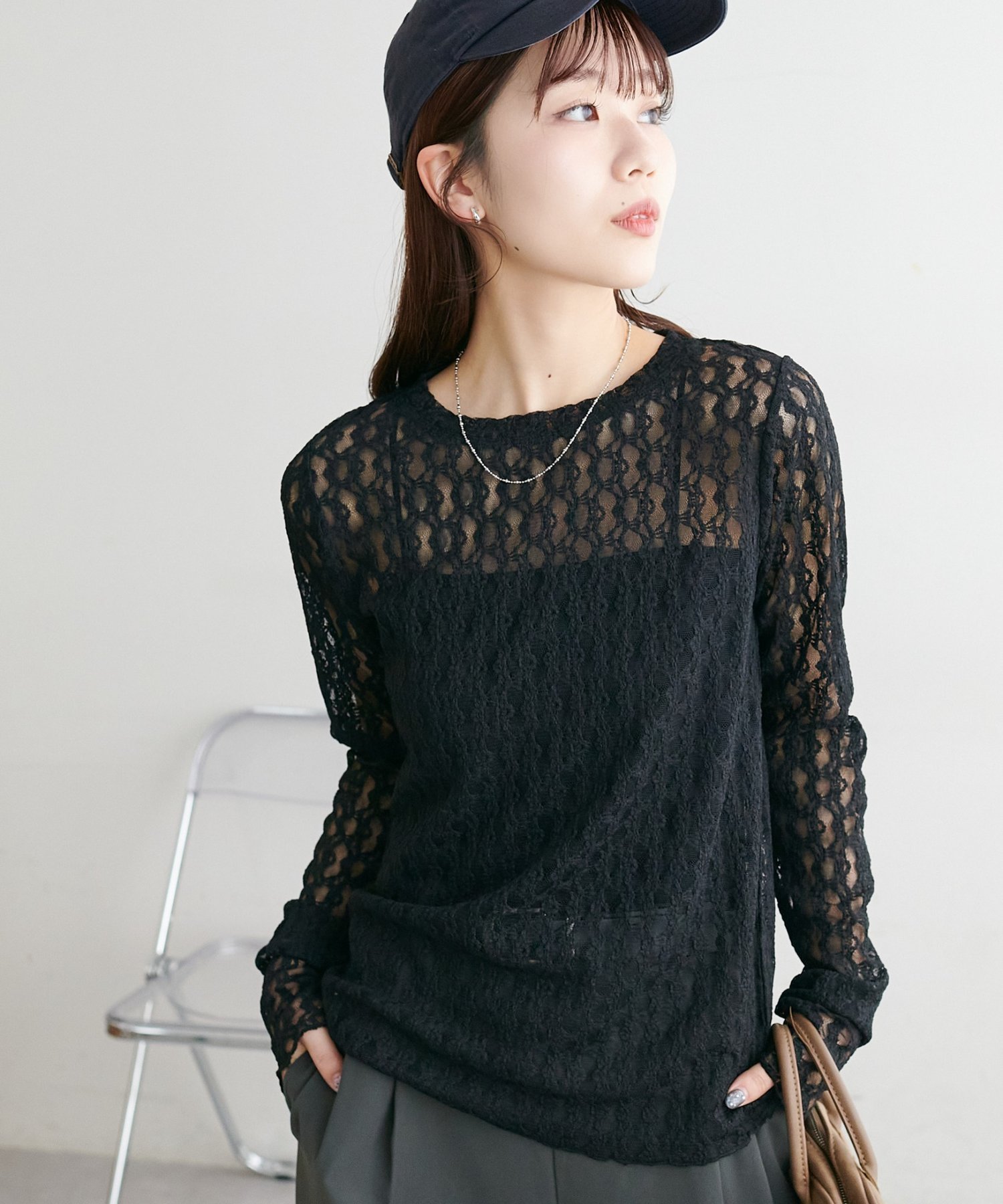 【ディスコート/Discoat】の【SS先行/WEB限定】レースクルーネックプルオーバー インテリア・キッズ・メンズ・レディースファッション・服の通販 founy(ファニー) 　ファッション　Fashion　レディースファッション　Fashion for Women　トップス・カットソー　Cut & Sew Tops　カジュアルプルオーバー・ニットトップス　Pullovers & Knit Tops / Casual Pullovers　ブラック|ID: prp329100004865451 ipo3291000000036214414