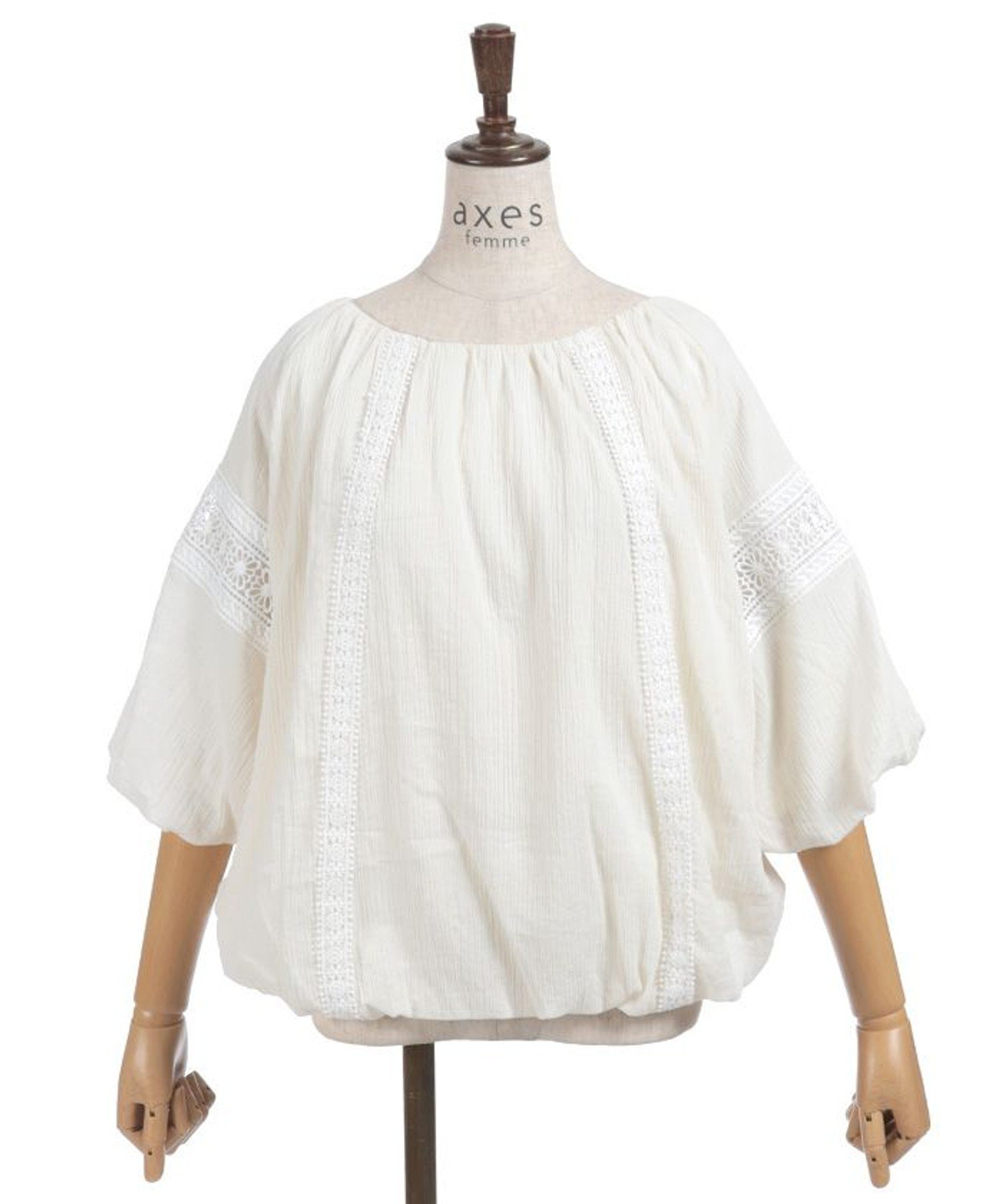 【アクシーズファム/axes femme】のレース使いバルーンプルオーバー 人気、トレンドファッション・服の通販 founy(ファニー) 　ファッション　Fashion　レディースファッション　Fashion for Women　トップス・カットソー　Cut & Sew Tops　カジュアルプルオーバー・ニットトップス　Pullovers & Knit Tops / Casual Pullovers　おすすめ　Recommended / Our Picks　ダウン　Down, Puffer　チュニック　Tunic, Long Top　デニム　Denim, Jeans Material　バルーン　Balloon, Balloon Silhouette　フロント　Front, Front Design　ボトム　Bottoms, Lower Wear　レース　Lace, Lace Fabric　ロング　Long, Long-Length　エレガント 上品　Elegant　切替　Switching, Contrast Panel　 other-1|ID: prp329100004865458 ipo3291000000036214475