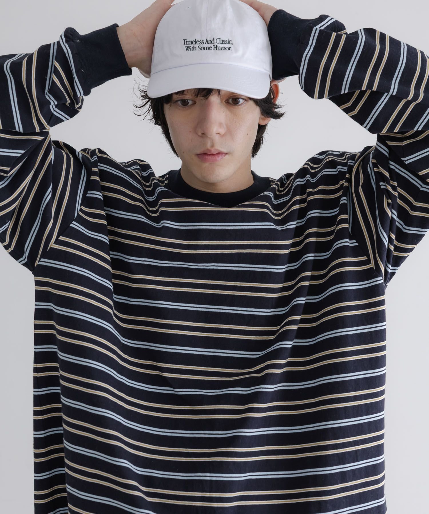 【ローリーズファーム/LOWRYS FARM】の【LFM】CREW NECK ボーダーT/LS【UNISEX】 インテリア・キッズ・メンズ・レディースファッション・服の通販 founy(ファニー) 　ファッション　Fashion　レディースファッション　Fashion for Women　ユニセックス　Unisex, Genderless　なめらか　Smooth, Silky Texture　スリーブ　Sleeve, Long Sleeve / Short Sleeve　ボーダー　Border, Stripe　ルーズ　Loose, Oversized　ロング　Long, Long-Length　NEWカラー★ネイビー88|ID: prp329100004865486 ipo3291000000036214836