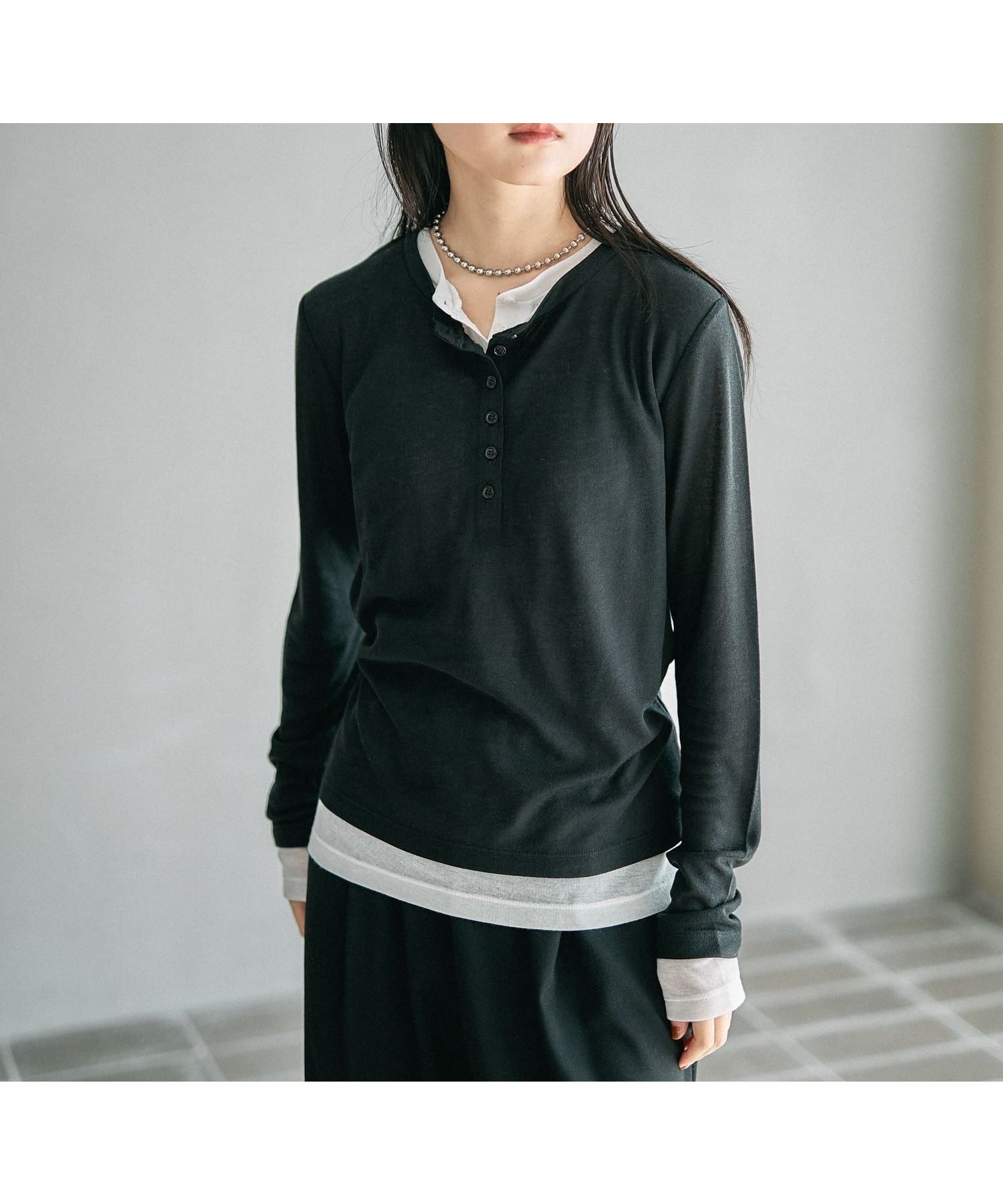 【レプシィム ローリーズファーム/LEPSIM LOWRYS FARM】のレイヤードヘンリーネックLS 人気、トレンドファッション・服の通販 founy(ファニー) 　ファッション　Fashion　レディースファッション　Fashion for Women　おすすめ　Recommended / Our Picks　インナー　Innerwear　テレコ　Ribbed, Rib Stitch　デニム　Denim, Jeans Material　トレンド　Trend, Trending Now　 other-1|ID: prp329100004865523 ipo3291000000036215392