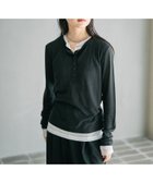 【レプシィム ローリーズファーム/LEPSIM LOWRYS FARM】のレイヤードヘンリーネックLS 人気、トレンドファッション・服の通販 founy(ファニー) ファッション Fashion レディースファッション Fashion for Women おすすめ Recommended / Our Picks インナー Innerwear テレコ Ribbed, Rib Stitch デニム Denim, Jeans Material トレンド Trend, Trending Now thumbnail ブラック×オフホワイト09|ID: prp329100004865523 ipo3291000000036215394