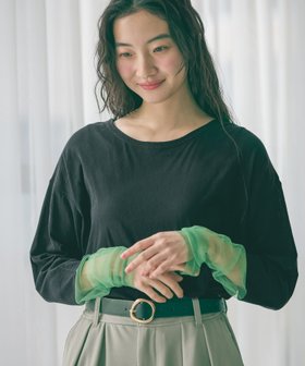 【ニコアンド/niko and】のシアーチュール切り替えTEE 人気、トレンドファッション・服の通販 founy(ファニー) ファッション Fashion レディースファッション Fashion for Women おすすめ Recommended / Our Picks エアリー Airy Texture カーディガン Cardigan, Knitwear ジャケット Jacket, Outerwear スウェット / スエット Sweatshirt, Sweatwear チュール Tulip, Tulip Motif トレンド Trend, Trending Now |ID:prp329100004865529