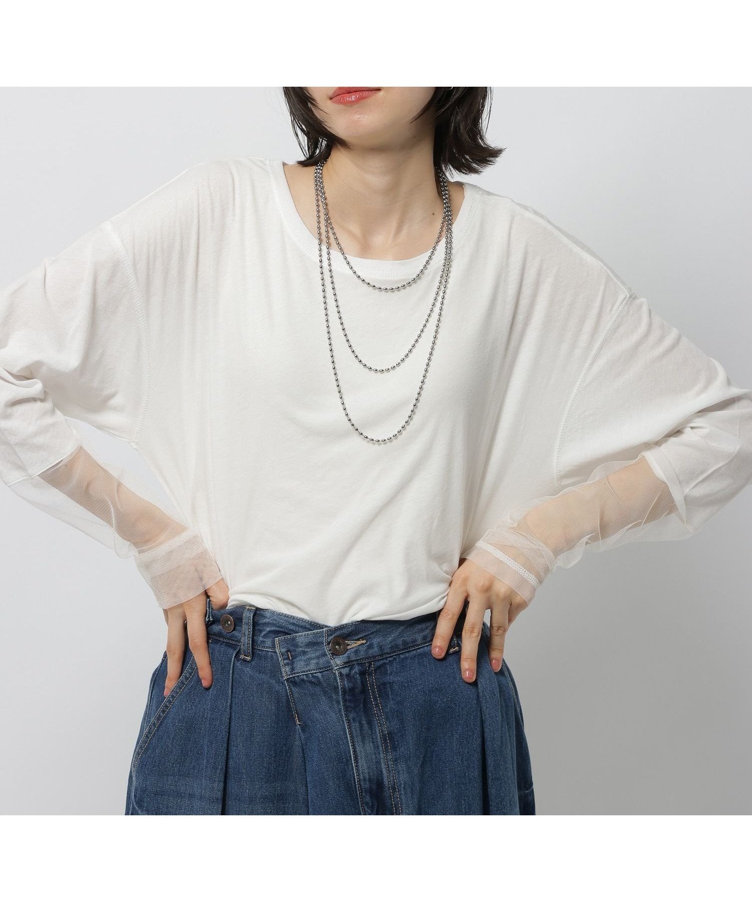 【ニコアンド/niko and】のシアーチュール切り替えTEE インテリア・キッズ・メンズ・レディースファッション・服の通販 founy(ファニー) 　ファッション　Fashion　レディースファッション　Fashion for Women　おすすめ　Recommended / Our Picks　エアリー　Airy Texture　カーディガン　Cardigan, Knitwear　ジャケット　Jacket, Outerwear　スウェット / スエット　Sweatshirt, Sweatwear　チュール　Tulip, Tulip Motif　トレンド　Trend, Trending Now　オフ|ID: prp329100004865529 ipo3291000000036215493