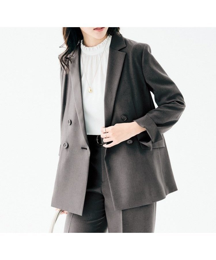 【アンタイトル/UNTITLED】の【接触冷感/UVカット/洗える】エアリー ダブルブレストジャケット インテリア・キッズ・メンズ・レディースファッション・服の通販 founy(ファニー) 　ファッション　Fashion　レディースファッション　Fashion for Women　アウター　Coat / Outerwear Collection　レディースジャケット・軽アウター　Jackets　ウォーター　Water　エアリー　Airy Texture　洗える　Machine Washable　ジャケット　Jacket, Outerwear　ストレッチ　Stretch, Stretchy Fabric　スマート　Smart, Elegant　スーツ　Suit, Formalwear　セットアップ　Set-Up, Coordinated Outfit　デニム　Denim, Jeans Material　定番　Standard, Basic Item　人気　Popular, Best Seller　ポケット　Pocket, Pocket Detail　ミックス　Mix, Mixed Style　リラックス　Relax, Relaxed Fit　ワイド　Wide, Wide Fit　おすすめ　Recommended / Our Picks　日本製　Made In Japan　チャコールグレー|ID: prp329100004865533 ipo3291000000036215533