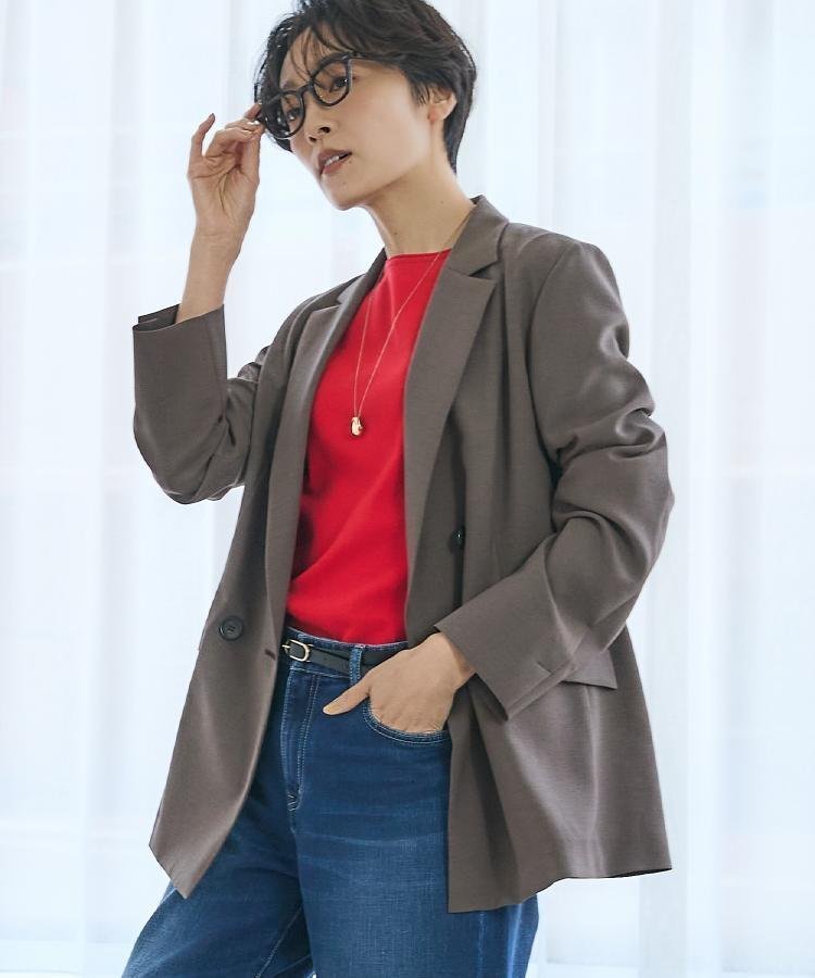 【アンタイトル/UNTITLED】の【接触冷感/UVカット/洗える】エアリー ダブルブレストジャケット インテリア・キッズ・メンズ・レディースファッション・服の通販 founy(ファニー) 　ファッション　Fashion　レディースファッション　Fashion for Women　アウター　Coat / Outerwear Collection　レディースジャケット・軽アウター　Jackets　ウォーター　Water　エアリー　Airy Texture　洗える　Machine Washable　ジャケット　Jacket, Outerwear　ストレッチ　Stretch, Stretchy Fabric　スマート　Smart, Elegant　スーツ　Suit, Formalwear　セットアップ　Set-Up, Coordinated Outfit　デニム　Denim, Jeans Material　定番　Standard, Basic Item　人気　Popular, Best Seller　ポケット　Pocket, Pocket Detail　ミックス　Mix, Mixed Style　リラックス　Relax, Relaxed Fit　ワイド　Wide, Wide Fit　おすすめ　Recommended / Our Picks　日本製　Made In Japan　ブラウン|ID: prp329100004865533 ipo3291000000036215534