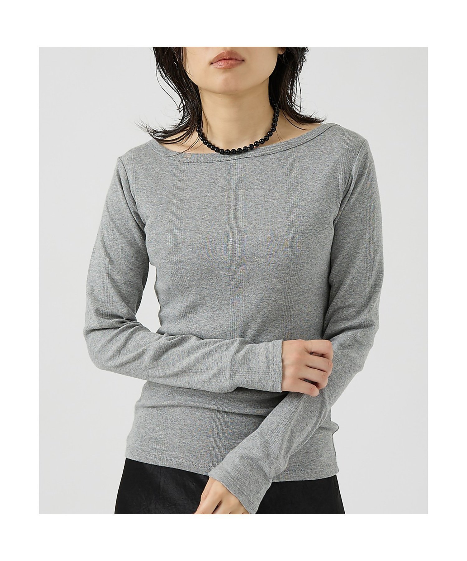 【ルージュヴィフラクレ/Rouge vif la cle】の【Robert P. Miller】パネルリブボートネックTEE / ロンT / インテリア・キッズ・メンズ・レディースファッション・服の通販 founy(ファニー) 　ファッション　Fashion　レディースファッション　Fashion for Women　トップス・カットソー　Cut & Sew Tops　ロングTシャツ・Tシャツ　Longline T-Shirts & Tees　インナー　Innerwear　秋　Autumn　ジャケット　Jacket, Outerwear　タンク　Tank Top, Sleeveless Top　フィット　Fit, Slim Fit　ベーシック　Basic, Essential　グレー|ID: prp329100004865546 ipo3291000000036215669