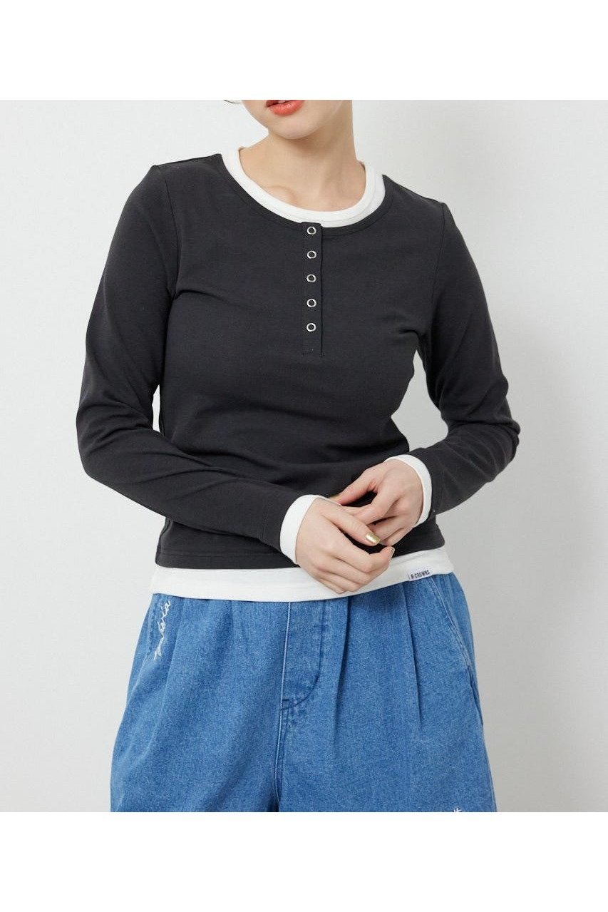 【ロデオクラウンズワイドボウル/RODEO CROWNS WIDE BOWL】のフェイクレイヤードヘンリーネックトップス 人気、トレンドファッション・服の通販 founy(ファニー) 　ファッション　Fashion　レディースファッション　Fashion for Women　トップス・カットソー　Cut & Sew Tops　おすすめ　Recommended / Our Picks　コンパクト　Compact, Small Size　シンプル　Simple, Minimal　トレンド　Trend, Trending Now　 other-1|ID: prp329100004865573 ipo3291000000036215988