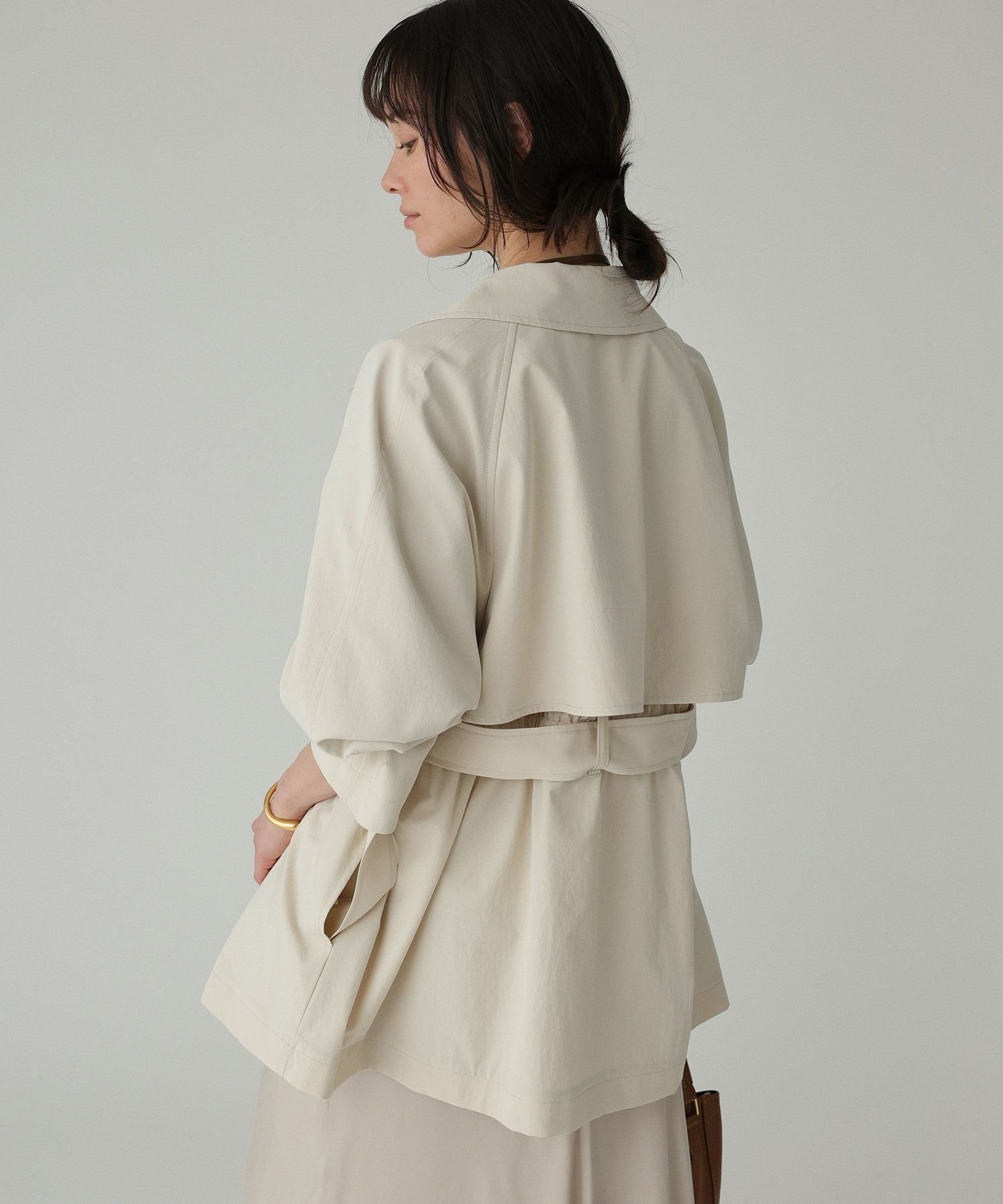 【バビロン/BABYLONE / KIDS】の【多機能素材】タイプライターショートトレンチ 人気、トレンドファッション・服の通販 founy(ファニー) 　ファッション　Fashion　キッズファッション　Fashion for Kids　インナー　Innerwear　ギャザー　Gathered, Ruffled　軽量　Lightweight, Ultra Light　タイプライター　Typewriter Fabric, Crisp Cotton　トレンチ　Trench, Trench Coat　フォルム　Silhouette, Form　再入荷　Restock / Back in Stock　おすすめ　Recommended / Our Picks　 other-1|ID: prp329100004865601 ipo3291000000036216189