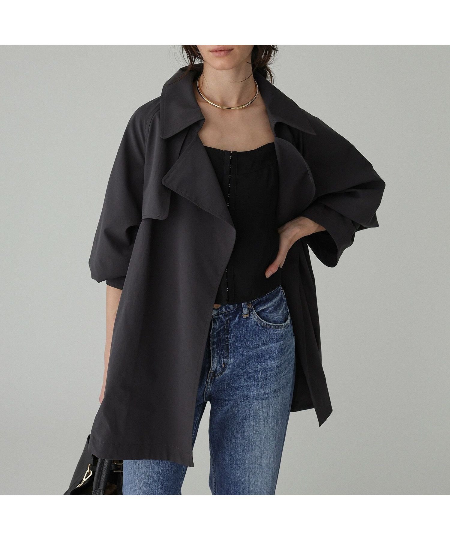 【バビロン/BABYLONE / KIDS】の【多機能素材】タイプライターショートトレンチ インテリア・キッズ・メンズ・レディースファッション・服の通販 founy(ファニー) 　ファッション　Fashion　キッズファッション　Fashion for Kids　インナー　Innerwear　ギャザー　Gathered, Ruffled　軽量　Lightweight, Ultra Light　タイプライター　Typewriter Fabric, Crisp Cotton　トレンチ　Trench, Trench Coat　フォルム　Silhouette, Form　再入荷　Restock / Back in Stock　おすすめ　Recommended / Our Picks　チャコール|ID: prp329100004865601 ipo3291000000036216191