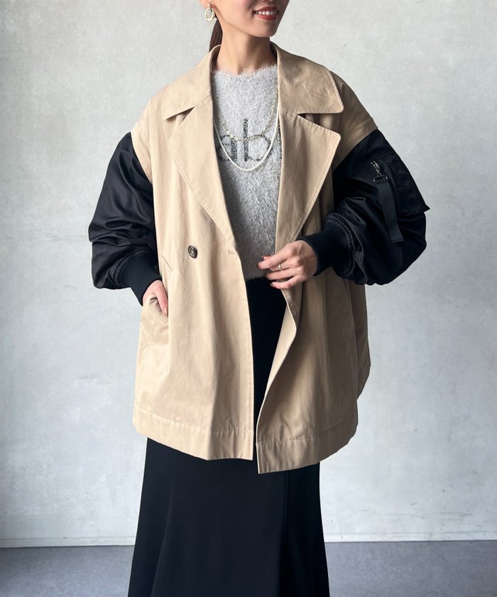 【シェトワ/Chez toi】のMA-1スリーブ2WAYハーフコート インテリア・キッズ・メンズ・レディースファッション・服の通販 founy(ファニー) https://founy.com/ ファッション Fashion レディースファッション Fashion for Women アウター Coat / Outerwear Collection コート・ロングコート・ピーコート Long Coats, Peacoats & More MA-1ジャケット MA-1 Bomber Jackets / Flight Jackets シンプル Simple, Minimal ジャケット Jacket, Outerwear スリーブ Sleeve, Long Sleeve / Short Sleeve デニム Denim, Jeans Material ドッキング Docking, Mixed Material ハーフ Half, Half-Length ベーシック Basic, Essential 再入荷 Restock / Back in Stock おすすめ Recommended / Our Picks |ID: prp329100004865633 ipo3291000000036216389