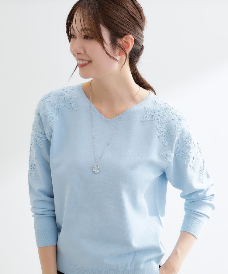 【リフレクト/Reflect】のレースデザインスリーブニットプルオーバー インテリア・キッズ・メンズ・レディースファッション・服の通販 founy(ファニー) 　ファッション　Fashion　レディースファッション　Fashion for Women　トップス・カットソー　Cut & Sew Tops　ニット　Knit Tops & Sweaters　カジュアルプルオーバー・ニットトップス　Pullovers & Knit Tops / Casual Pullovers　コンパクト　Compact, Small Size　ストレッチ　Stretch, Stretchy Fabric　スマート　Smart, Elegant　スリット　Slit, Slit Detail　フェミニン　Feminine, Girly　レース　Lace, Lace Fabric　エレガント 上品　Elegant　春　Spring　サックスブルー|ID: prp329100004865656 ipo3291000000036216692