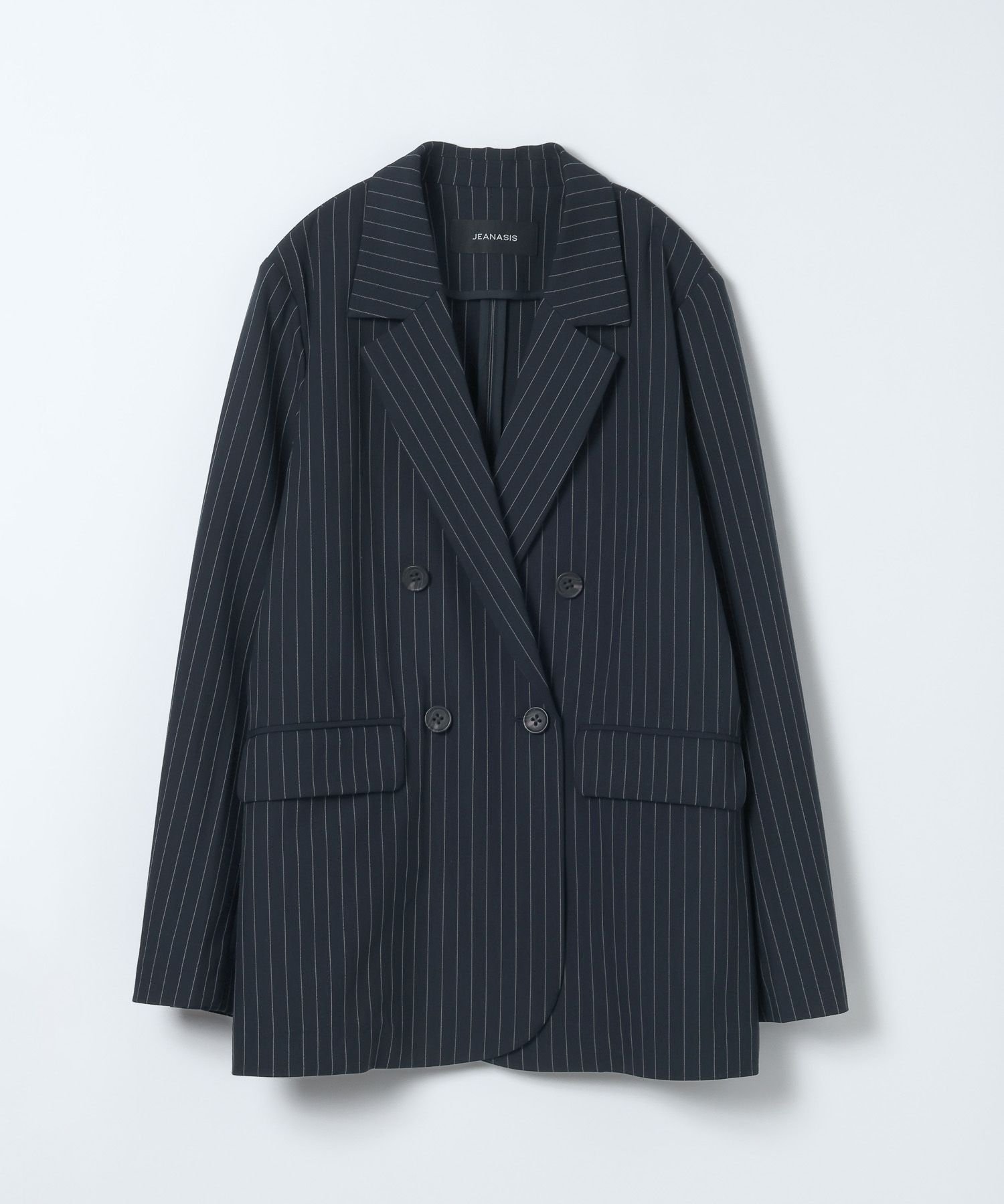 【ジーナシス/JEANASiS】の【SET UP対応】テーラードWジャケット インテリア・キッズ・メンズ・レディースファッション・服の通販 founy(ファニー) 　ファッション　Fashion　レディースファッション　Fashion for Women　アウター　Coat / Outerwear Collection　レディースジャケット・軽アウター　Jackets　おすすめ　Recommended / Our Picks　とろみ　Fluid, Flowy Fabric　インナー　Innerwear　コンパクト　Compact, Small Size　ジャケット　Jacket, Outerwear　スリット　Slit, Slit Detail　セットアップ　Set-Up, Coordinated Outfit　ダブル　Double, Double-Breasted　テーラード　Tailored, Tailored Fit　デニム　Denim, Jeans Material　パイピング　Piping, Trim Design　プリント　Print, Printed Pattern　ネイビー系その他|ID: prp329100004865675 ipo3291000000036216935