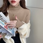 【ココモモ/COCOMOMO】のストレッチカットソー フリルネックロンT ハイネック 配色 バイカラー 長袖 人気、トレンドファッション・服の通販 founy(ファニー) ファッション Fashion レディースファッション Fashion for Women トップス・カットソー Cut & Sew Tops ロングTシャツ・Tシャツ Longline T-Shirts & Tees カットソー・ベーシックTシャツ Cut-and-Sewn Tops / Stretch Tees & Basics インナー Innerwear オレンジ Orange カットソー Cut and Sewn Top ハイネック High Neck, Mock Neck 無地 Plain, Solid Color 長袖 Long Sleeve, Full Sleeve thumbnail ライトブラウン|ID: prp329100004865685 ipo3291000000036217177