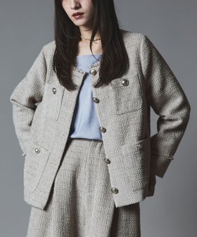 【フーク/W Huku】のウールミックスツイードノーカラージャケット 人気、トレンドファッション・服の通販 founy(ファニー) ファッション Fashion レディースファッション Fashion for Women アウター Coat / Outerwear Collection レディースジャケット・軽アウター Jackets ノーカラージャケット / シンプル上品コーデ Collarless Jackets サテン Satin, Glossy Fabric ジャケット Jacket, Outerwear セットアップ Set-Up, Coordinated Outfit ツイード Twill, Twill Weave フォーマル Formal, Dressy ベーシック Basic, Essential ポケット Pocket, Pocket Detail ミックス Mix, Mixed Style エレガント 上品 Elegant |ID:prp329100004865690