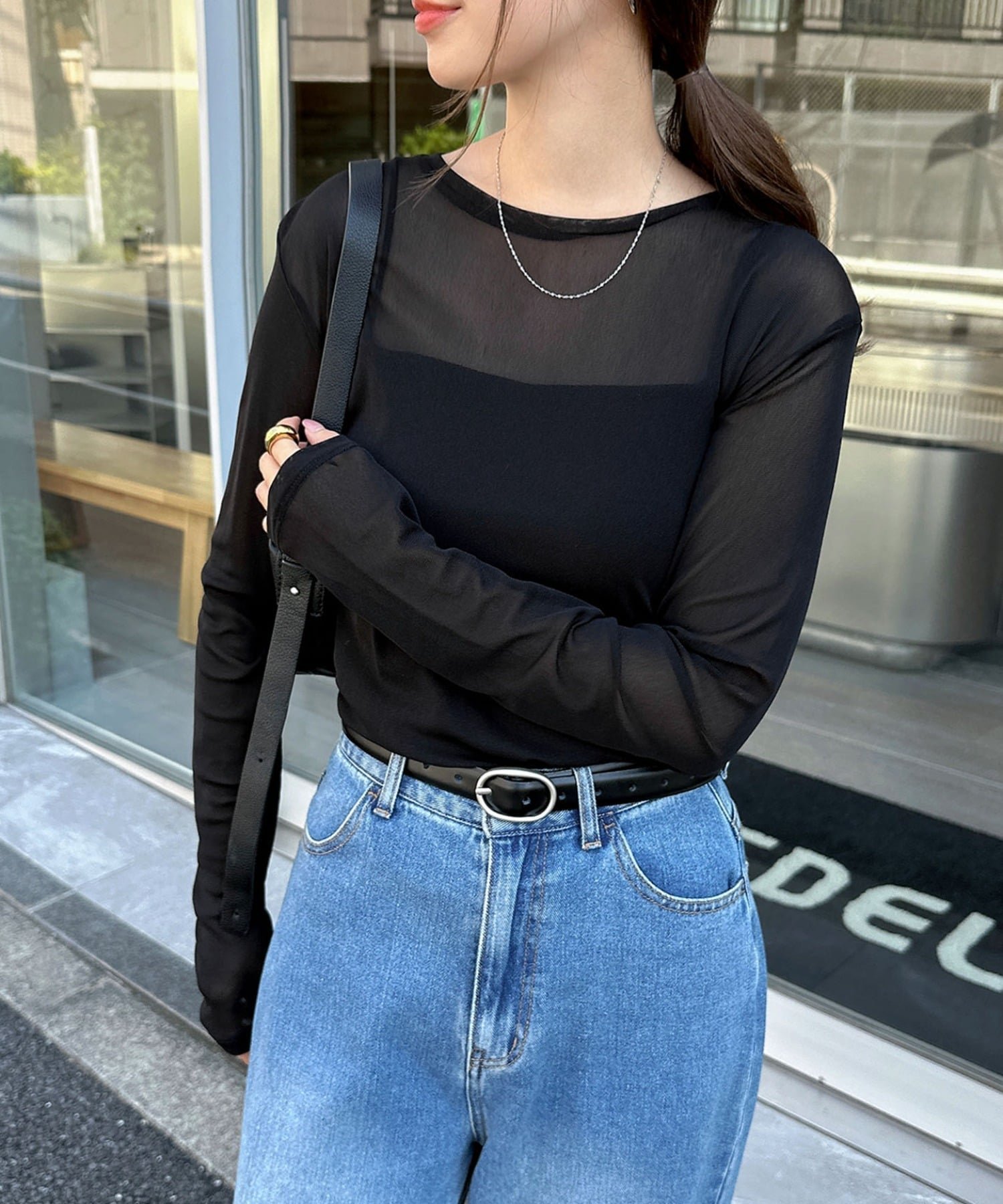 【アンドミー/andme】の【選べるネックデザイン】 長袖 シアー トップス 人気、トレンドファッション・服の通販 founy(ファニー) 　ファッション　Fashion　レディースファッション　Fashion for Women　トップス・カットソー　Cut & Sew Tops　インナー　Innerwear　シアー　Sheer, See-Through　シンプル　Simple, Minimal　ジャケット　Jacket, Outerwear　スリーブ　Sleeve, Long Sleeve / Short Sleeve　長袖　Long Sleeve, Full Sleeve　バランス　Balance, Style Balance　ベーシック　Basic, Essential　ボトム　Bottoms, Lower Wear　メッシュ　Mesh, Net Fabric　ロング　Long, Long-Length　 other-1|ID: prp329100004865729 ipo3291000000036217682