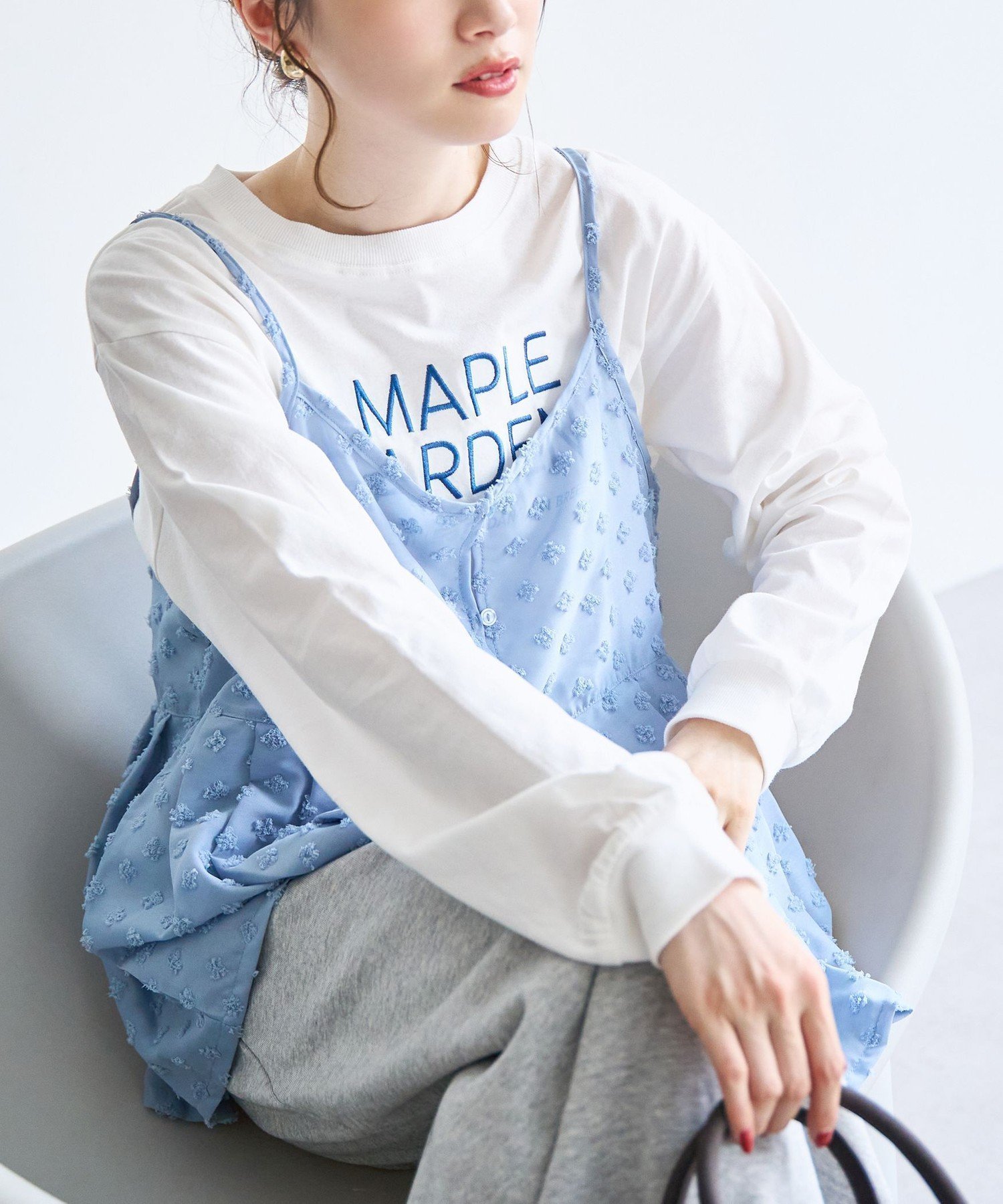 【コーエン/COEN】の【セットアイテム】ドビーシフォンキャミソール セットロゴロンT 人気、トレンドファッション・服の通販 founy(ファニー) 　ファッション　Fashion　レディースファッション　Fashion for Women　トップス・カットソー　Cut & Sew Tops　キャミソール&ノースリーブ　Camisoles & Sleeveless Tops　ロングTシャツ・Tシャツ　Longline T-Shirts & Tees　カットソー　Cut and Sewn Top　キャミ　Camisole, Cami Top　キャミソール　Camisole, Spaghetti Strap Top　シフォン　Chiffon, Lightweight Fabric　シンプル　Simple, Minimal　ドット　Polka Dot, Dot Pattern　おすすめ　Recommended / Our Picks　 other-1|ID: prp329100004865735 ipo3291000000036217743