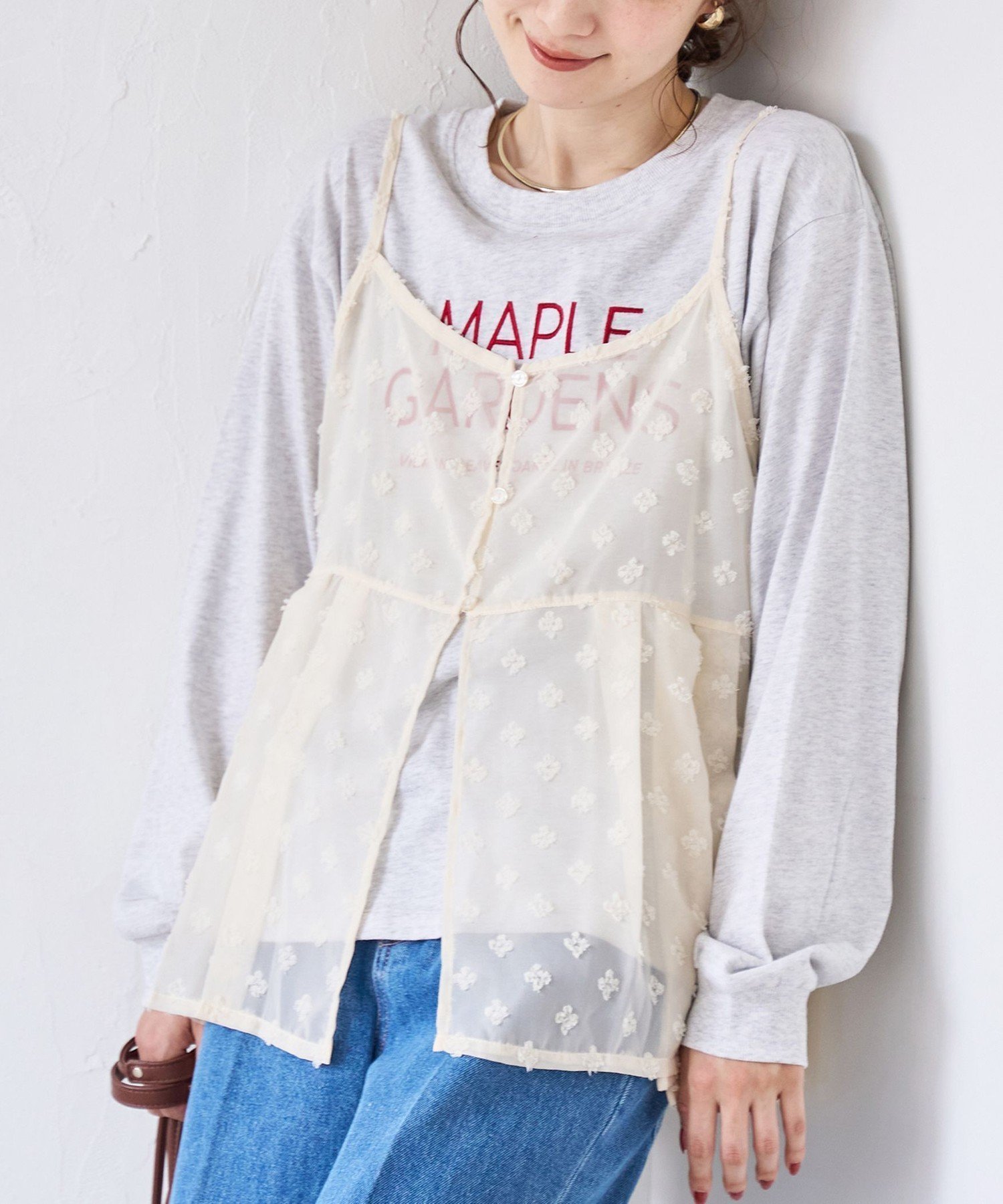 【コーエン/COEN】の【セットアイテム】ドビーシフォンキャミソール セットロゴロンT インテリア・キッズ・メンズ・レディースファッション・服の通販 founy(ファニー) 　ファッション　Fashion　レディースファッション　Fashion for Women　トップス・カットソー　Cut & Sew Tops　キャミソール&ノースリーブ　Camisoles & Sleeveless Tops　ロングTシャツ・Tシャツ　Longline T-Shirts & Tees　カットソー　Cut and Sewn Top　キャミ　Camisole, Cami Top　キャミソール　Camisole, Spaghetti Strap Top　シフォン　Chiffon, Lightweight Fabric　シンプル　Simple, Minimal　ドット　Polka Dot, Dot Pattern　おすすめ　Recommended / Our Picks　NATURAL|ID: prp329100004865735 ipo3291000000036217755