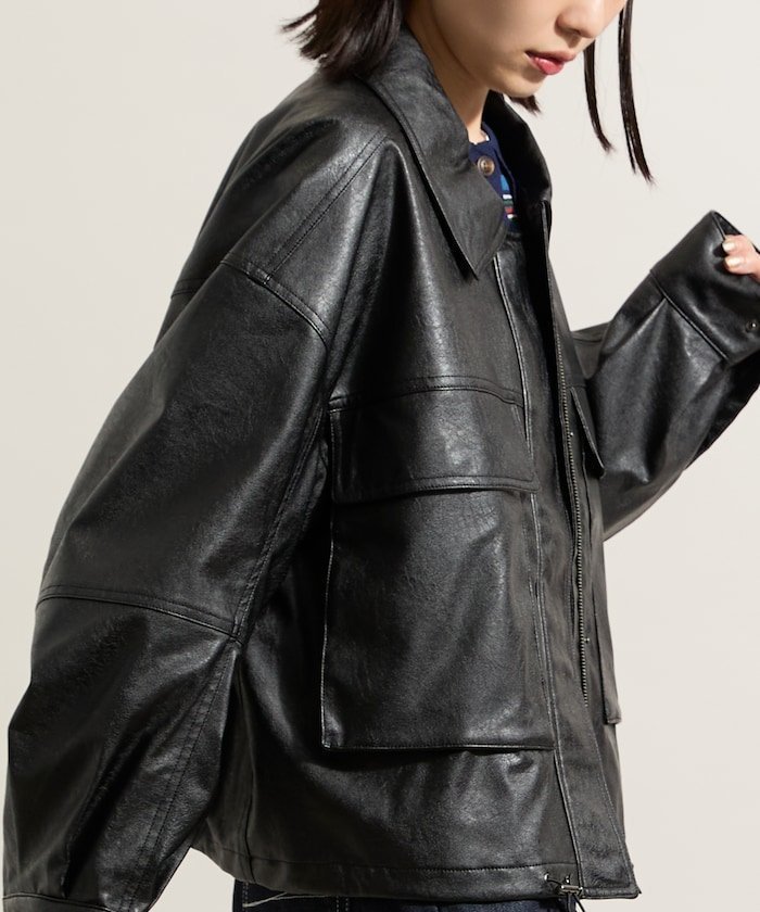 【フリークスストア/FREAK'S STORE】のレザレット ショートブルゾン 25AW インテリア・キッズ・メンズ・レディースファッション・服の通販 founy(ファニー) 　ファッション　Fashion　レディースファッション　Fashion for Women　アウター　Coat / Outerwear Collection　ブルゾンジャケット・スポーティアウター　Blouson Jackets　2025年　2025　2025-2026秋冬・A/W　Autumn/Winter 2025–26 AW25–26　冬　Winter / This Winter　おすすめ　Recommended / Our Picks　ショート　Short, Short Length　トレンド　Trend, Trending Now　ドローコード　Drawcord, Drawstring Cord　バランス　Balance, Style Balance　パッチ　Patch, Appliqué　フラップ　Flap, Flap Pocket　フロント　Front, Front Design　ブルゾン　Blouson, Bomber Jacket　ポケット　Pocket, Pocket Detail　メンズ　Men's, Menswear　リアル　Real, Realistic　A/W・秋冬　Autumn/Winter　ブラック|ID: prp329100004865737 ipo3291000000036217767