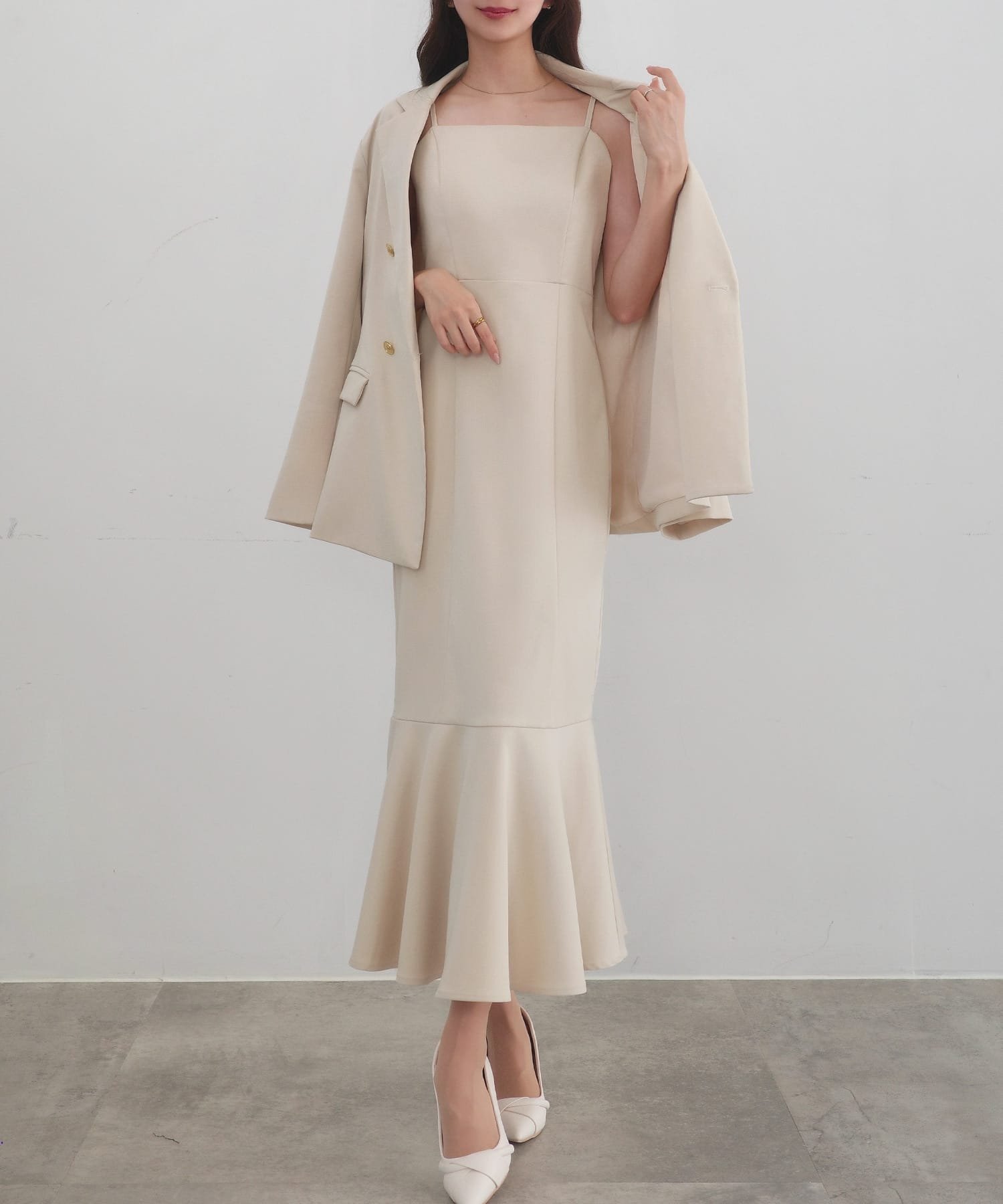 【ジュノア/JUNOAH】のCENEA 金ボタンテーラードジャケット(ゆったりシルエット)+キャミワンピース インテリア・キッズ・メンズ・レディースファッション・服の通販 founy(ファニー) ファッション Fashion レディースファッション Fashion for Women アウター Coat / Outerwear Collection レディースジャケット・軽アウター Jackets テーラードジャケット / 通勤・きれいめスタイル Tailored Jackets & Blazers ワンピース Dresses キャミソールワンピース Camisole Dresses キャミワンピース Cami Dress, Slip Dress ジャケット Jacket, Outerwear Bアイボリー|ID: prp329100004865769 ipo3291000000036218071