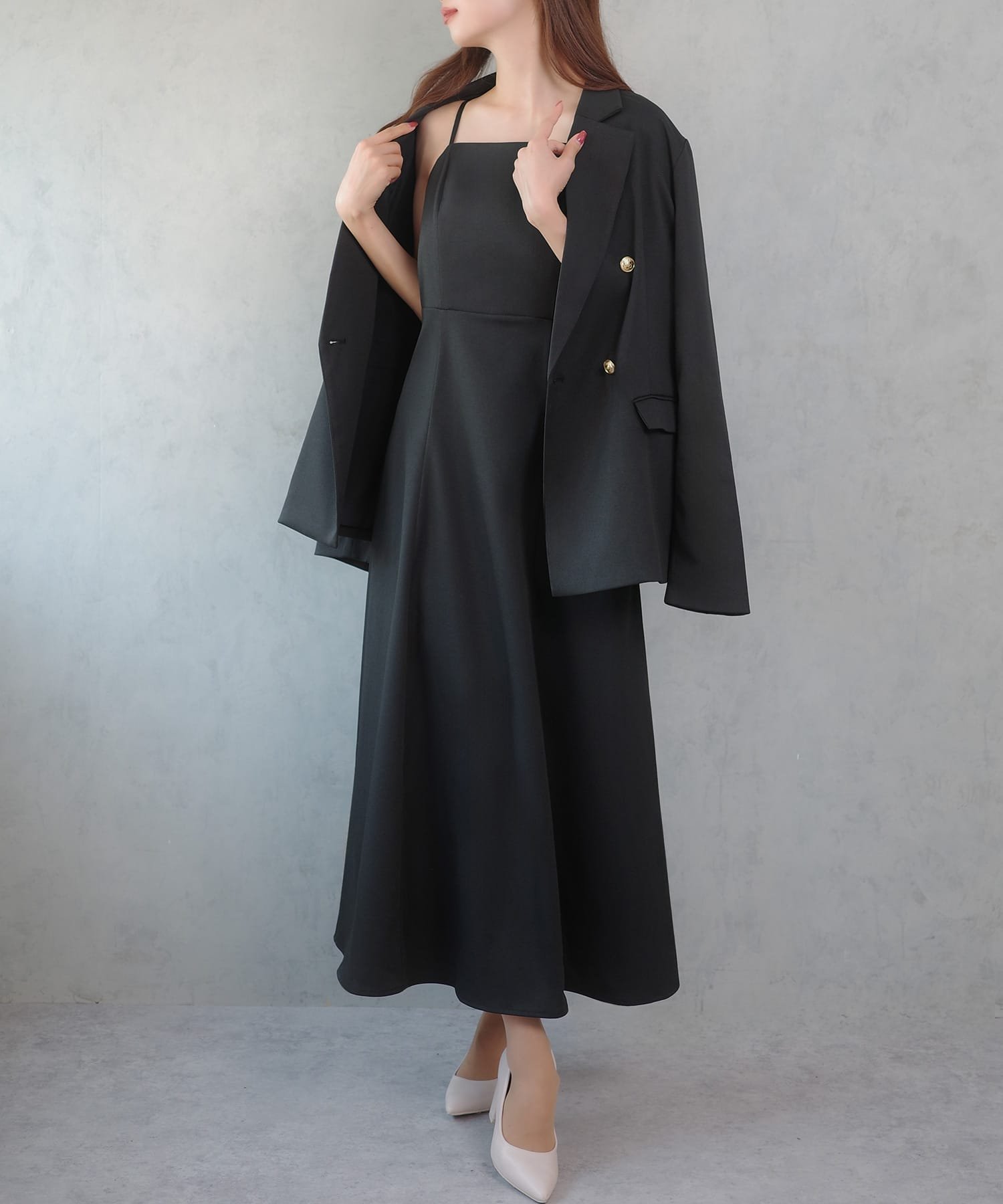 【ジュノア/JUNOAH】のCENEA 金ボタンテーラードジャケット(ゆったりシルエット)+キャミワンピース インテリア・キッズ・メンズ・レディースファッション・服の通販 founy(ファニー) ファッション Fashion レディースファッション Fashion for Women アウター Coat / Outerwear Collection レディースジャケット・軽アウター Jackets テーラードジャケット / 通勤・きれいめスタイル Tailored Jackets & Blazers ワンピース Dresses キャミソールワンピース Camisole Dresses キャミワンピース Cami Dress, Slip Dress ジャケット Jacket, Outerwear ブラック|ID: prp329100004865769 ipo3291000000036218073