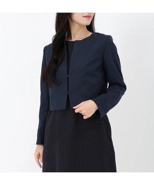 【ストロベリーフィールズ/STRAWBERRY FIELDS】のノーカラーコンパクトジャケット インテリア・キッズ・メンズ・レディースファッション・服の通販 founy(ファニー) 　ファッション　Fashion　レディースファッション　Fashion for Women　アウター　Coat / Outerwear Collection　レディースジャケット・軽アウター　Jackets　ネイビー|ID: prp329100004865794 ipo3291000000036218350