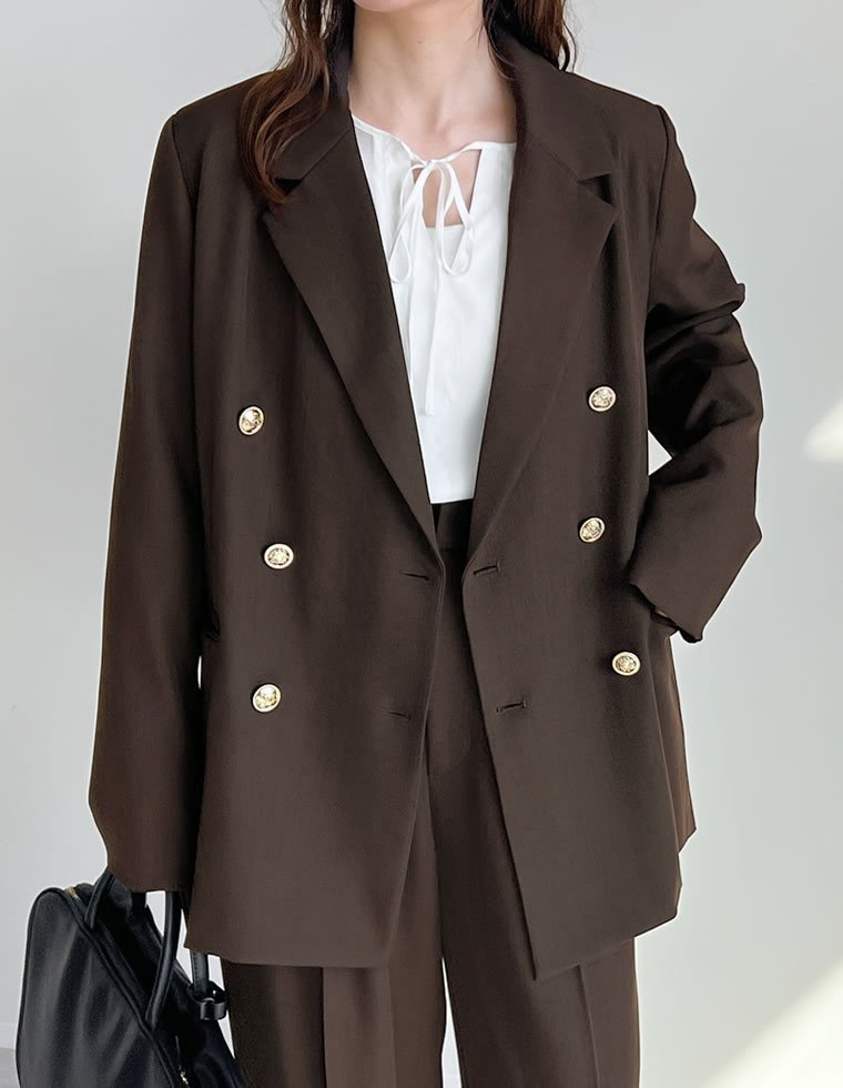 【リエディ/Re:EDIT】の袖ファスナー付き金釦ジャケット インテリア・キッズ・メンズ・レディースファッション・服の通販 founy(ファニー) 　ファッション　Fashion　レディースファッション　Fashion for Women　アウター　Coat / Outerwear Collection　レディースジャケット・軽アウター　Jackets　インナー　Innerwear　オケージョン　Occasion Wear　カットソー　Cut and Sewn Top　ジャケット　Jacket, Outerwear　ストレッチ　Stretch, Stretchy Fabric　スラックス　Slacks, Dress Pants　ダブル　Double, Double-Breasted　ツイル　Twist, Twisted Detail　デニム　Denim, Jeans Material　ドッキング　Docking, Mixed Material　定番　Standard, Basic Item　ベスト　Vest, Waistcoat　ミックス　Mix, Mixed Style　ブラウン|ID: prp329100004865835 ipo3291000000036218856